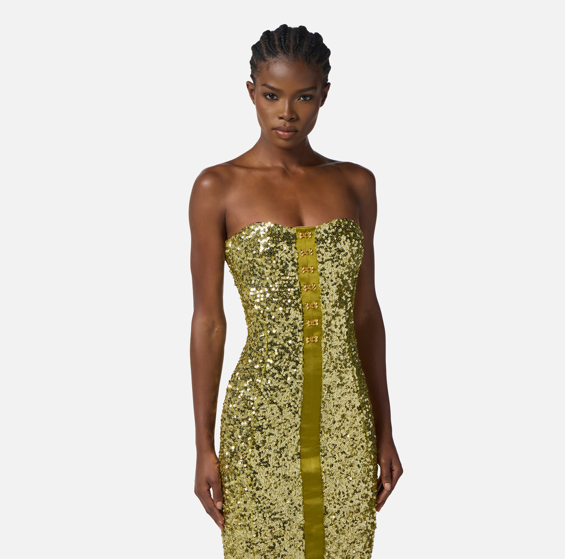 Bustier-Kleid aus Pailletten mit Schmuckhäkchen - Elisabetta Franchi