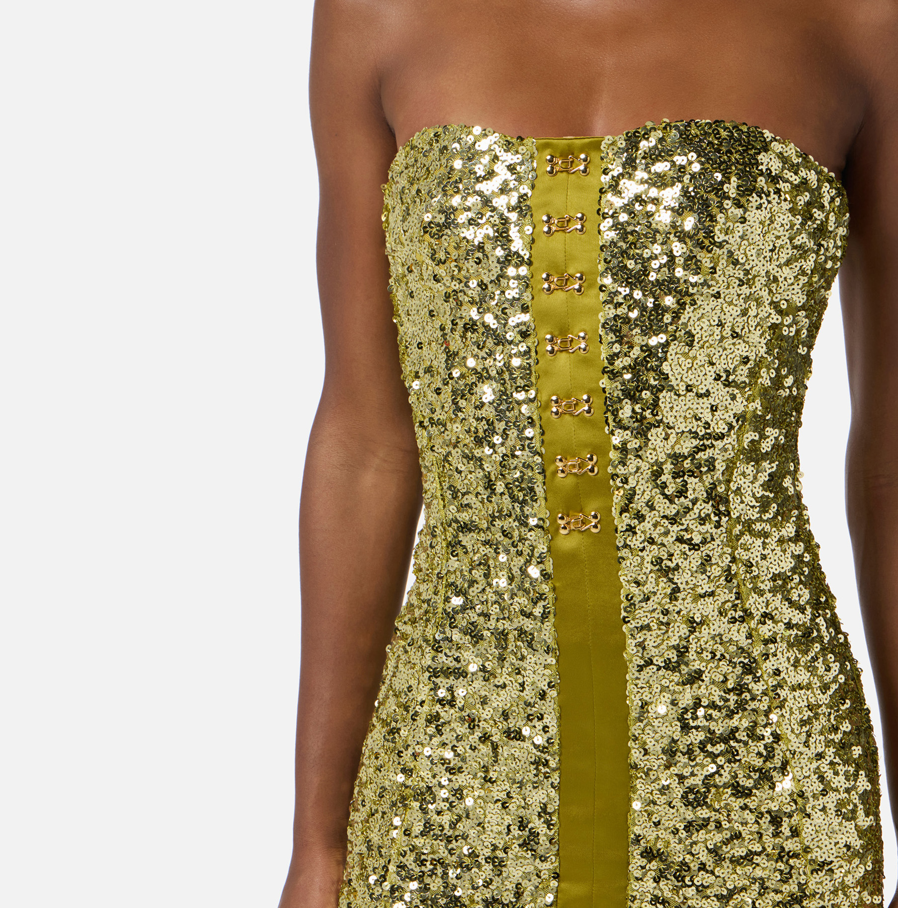 Bustier-Kleid aus Pailletten mit Schmuckhäkchen - Elisabetta Franchi