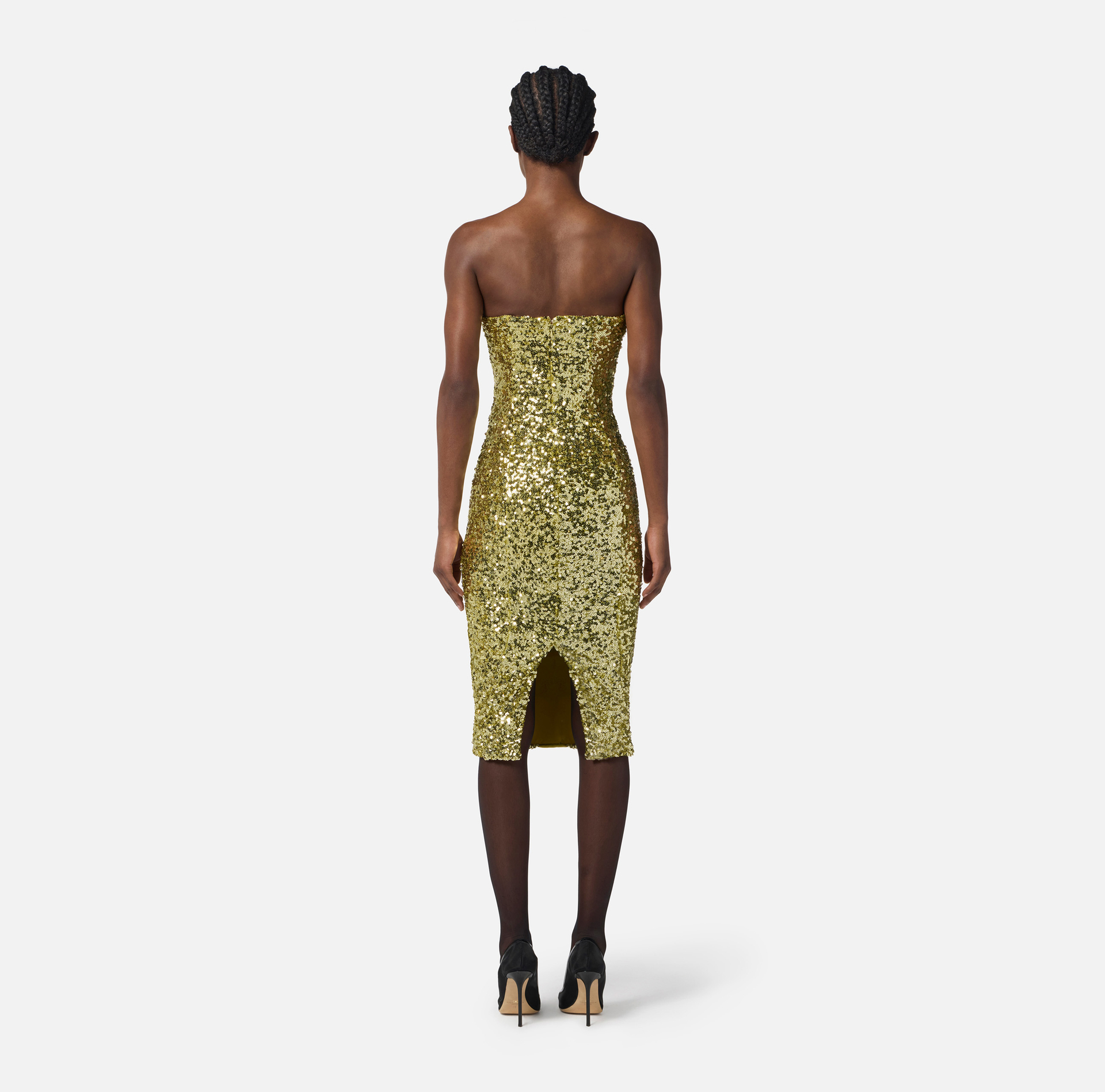 Bustier-Kleid aus Pailletten mit Schmuckhäkchen - Elisabetta Franchi