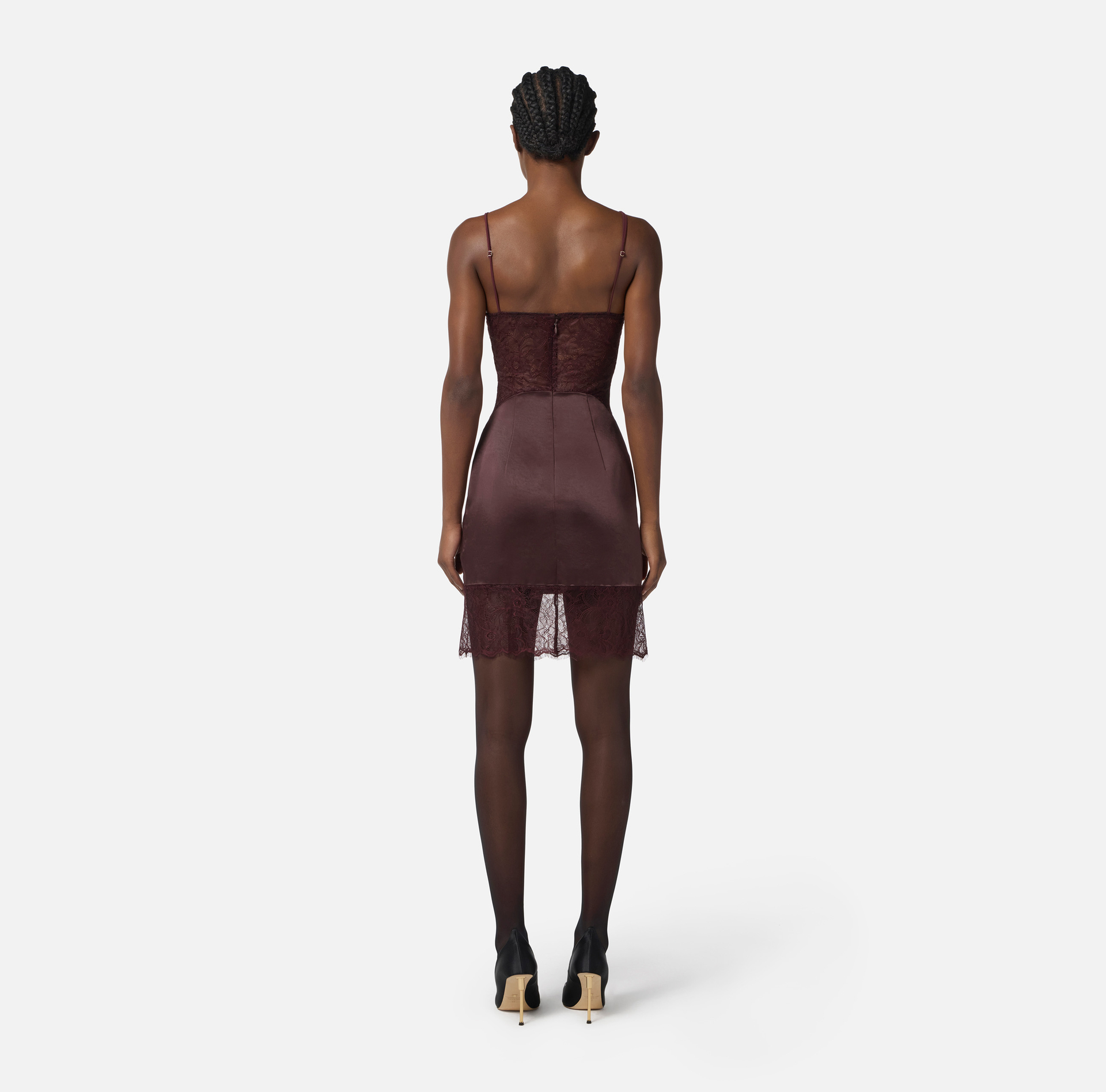 Kleid aus Satin und Spitze mit Schmuckdetails - Elisabetta Franchi