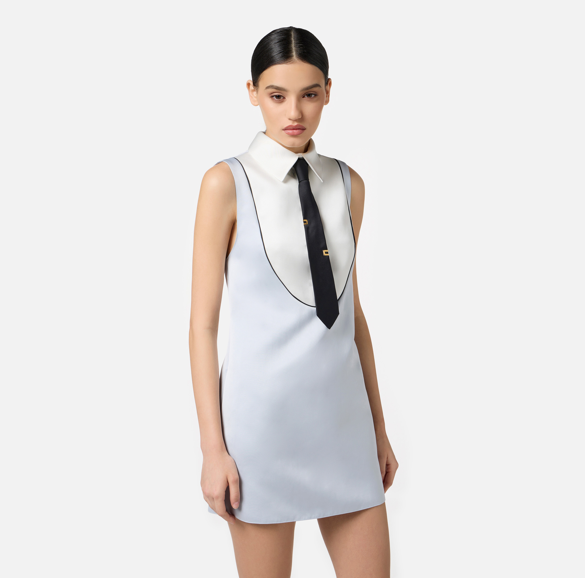Mini-robe en duchesse avec cravate - Elisabetta Franchi