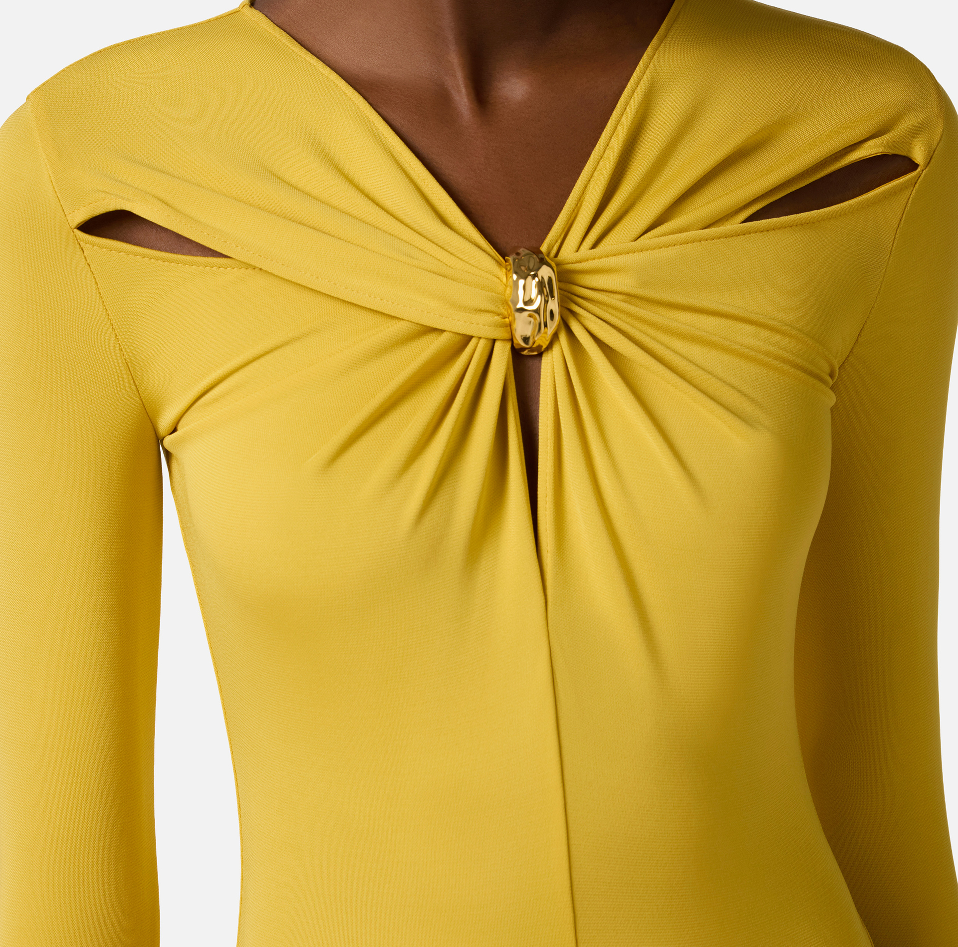 Sukienka z dżerseju z krepy z biżuteryjnym detalem - Elisabetta Franchi