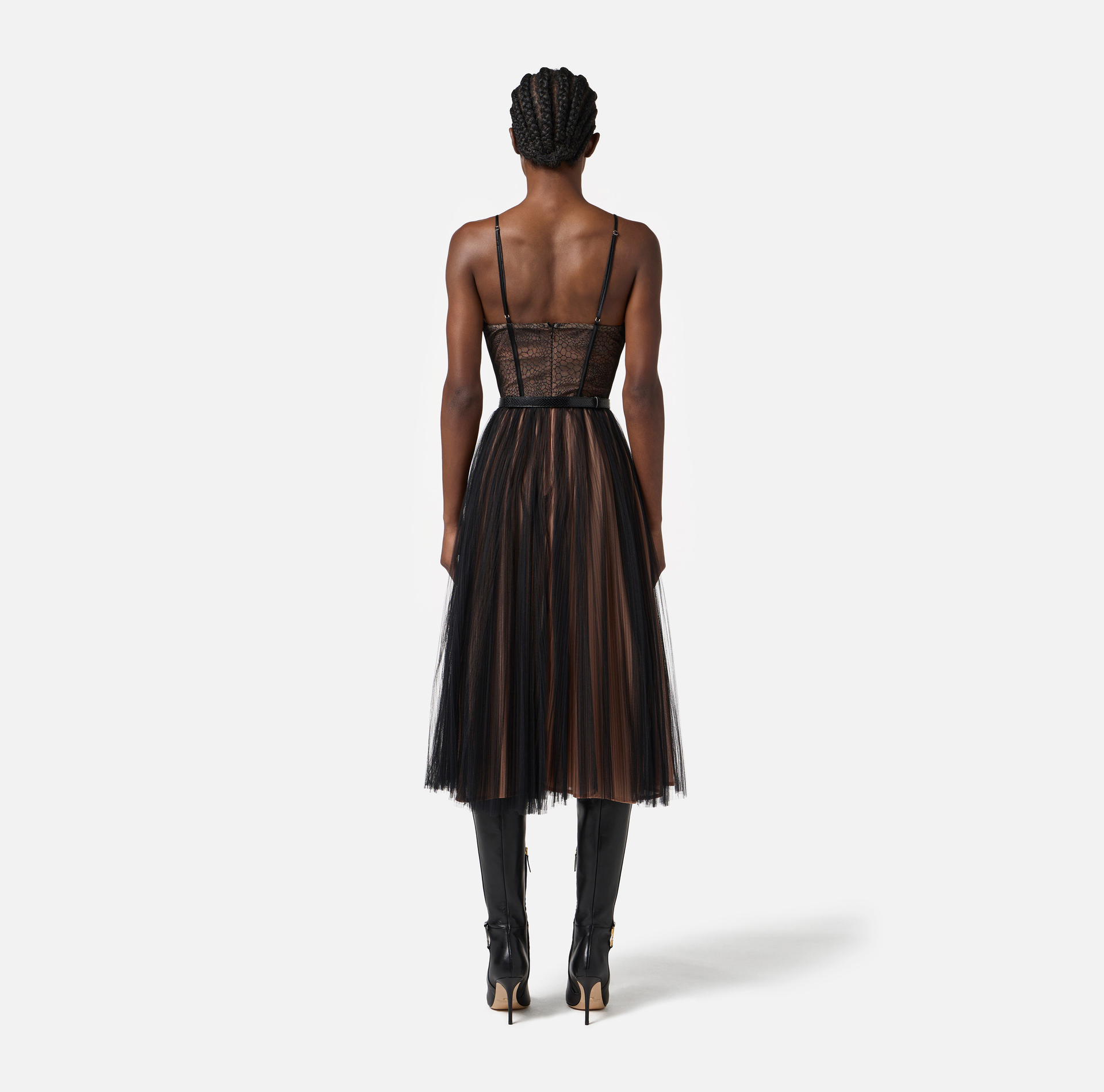 Bustier-Kleid aus Tüll mit Gürtel - Elisabetta Franchi
