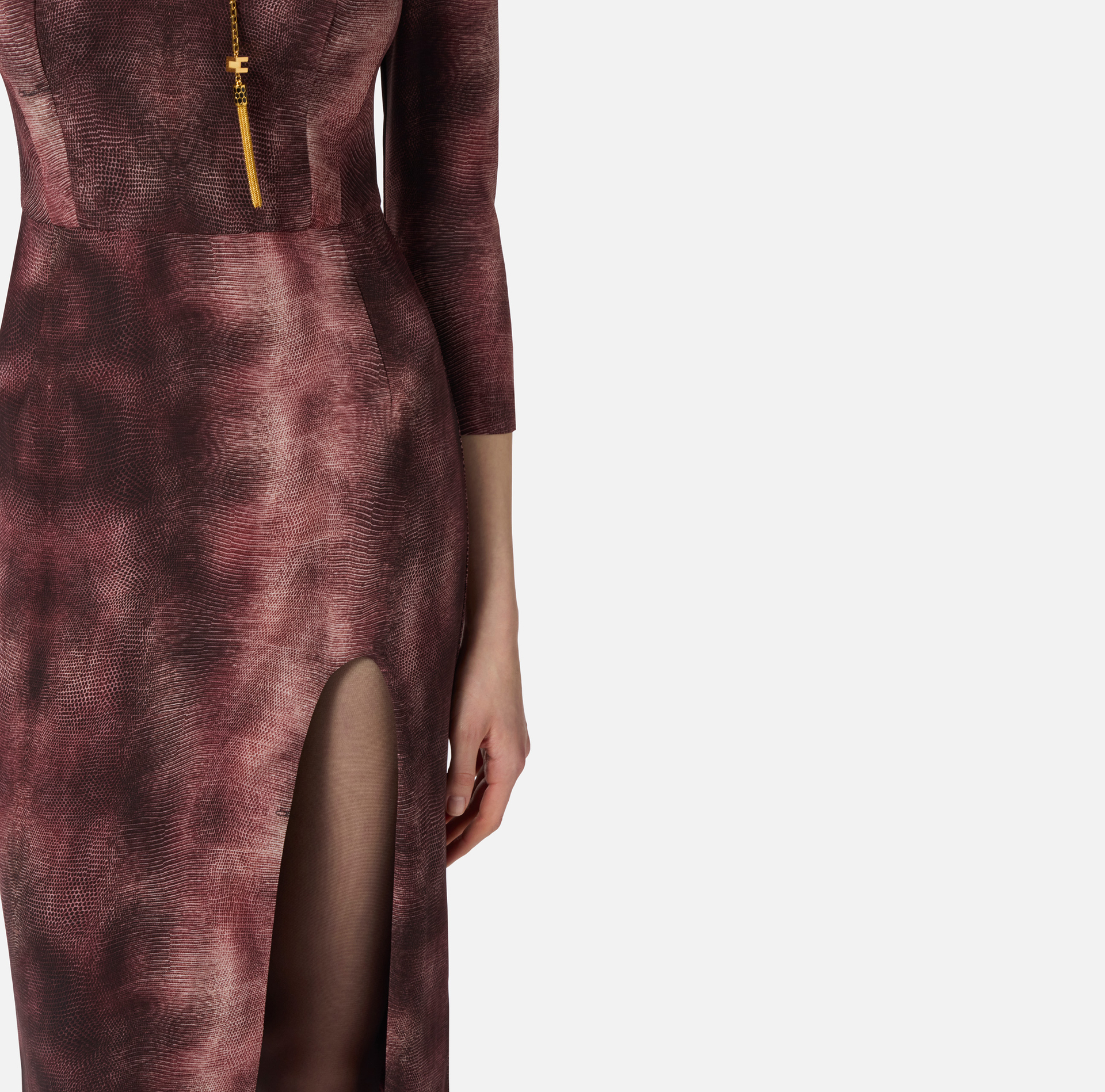 Robe en crêpe avec imprimé python et collier - Elisabetta Franchi