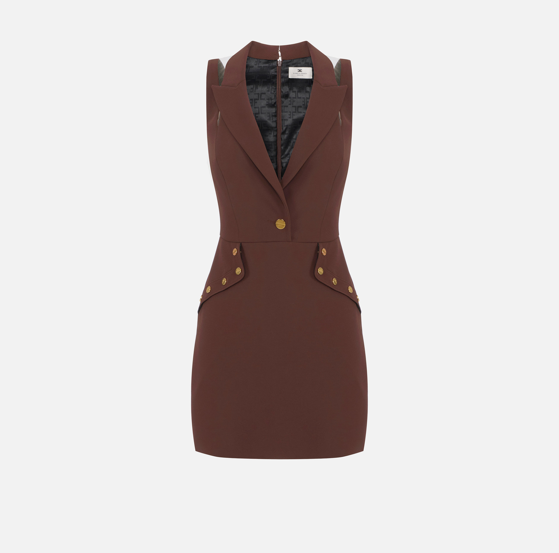 Mini-robe en double crêpe avec boutons bijoux - Elisabetta Franchi