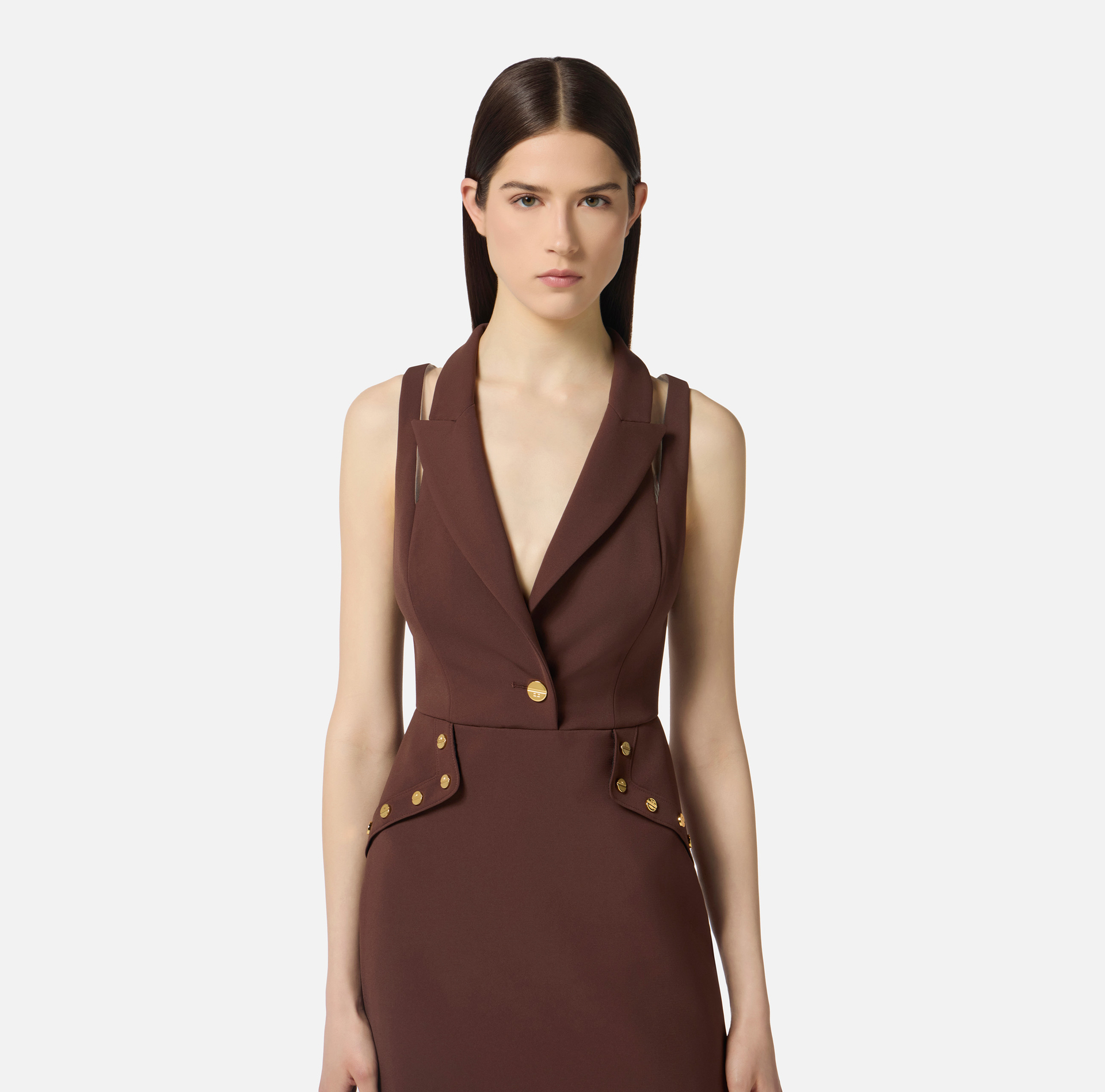 Mini-robe en double crêpe avec boutons bijoux - Elisabetta Franchi