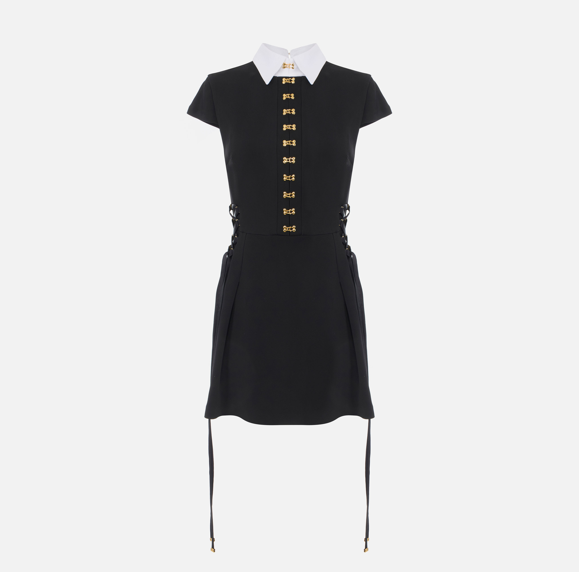 Mini dress in satin and poplin fabric with jewel clasps - Elisabetta Franchi