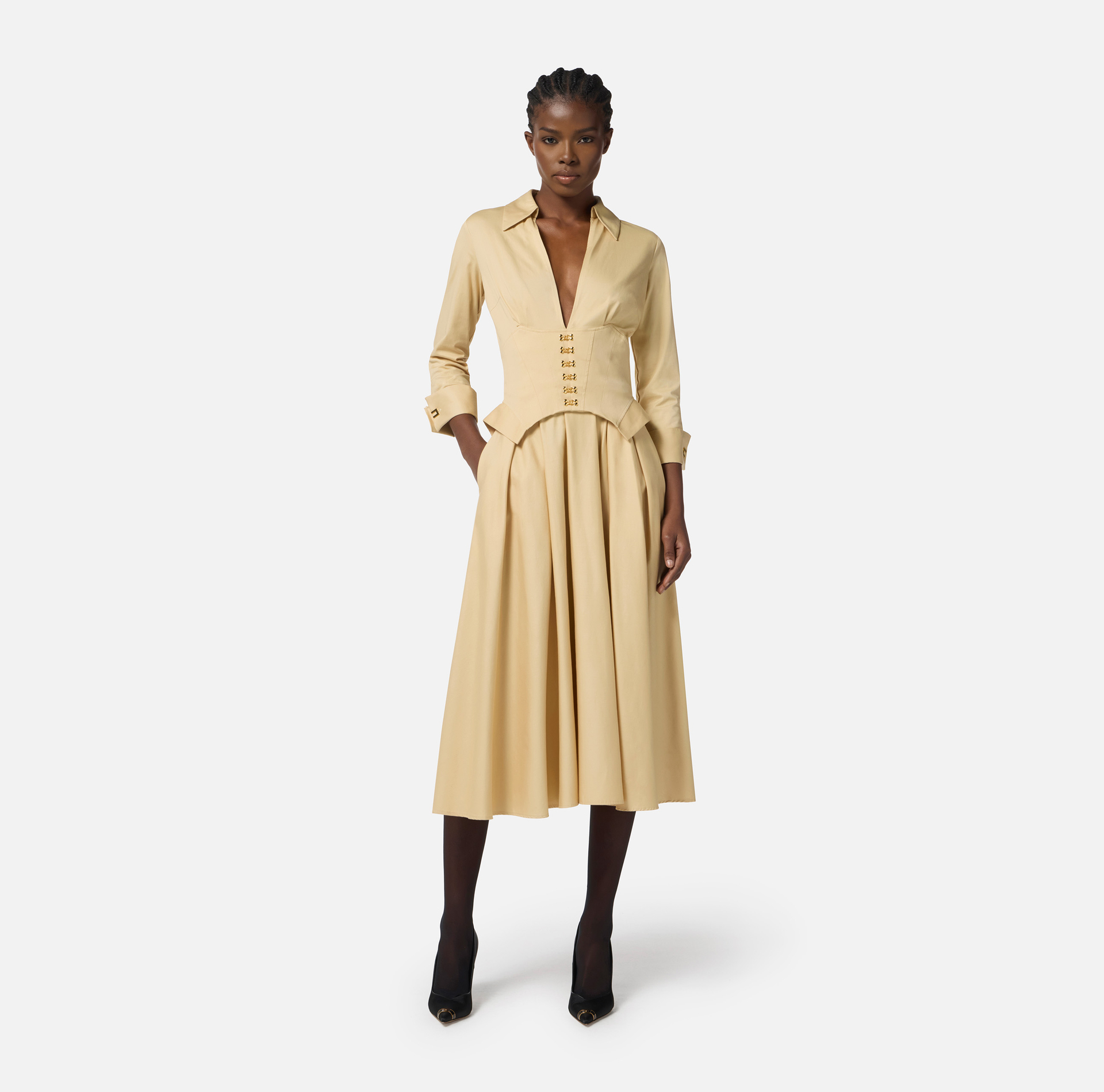 Robe en coton stretch avec agrafes bijoux - Elisabetta Franchi