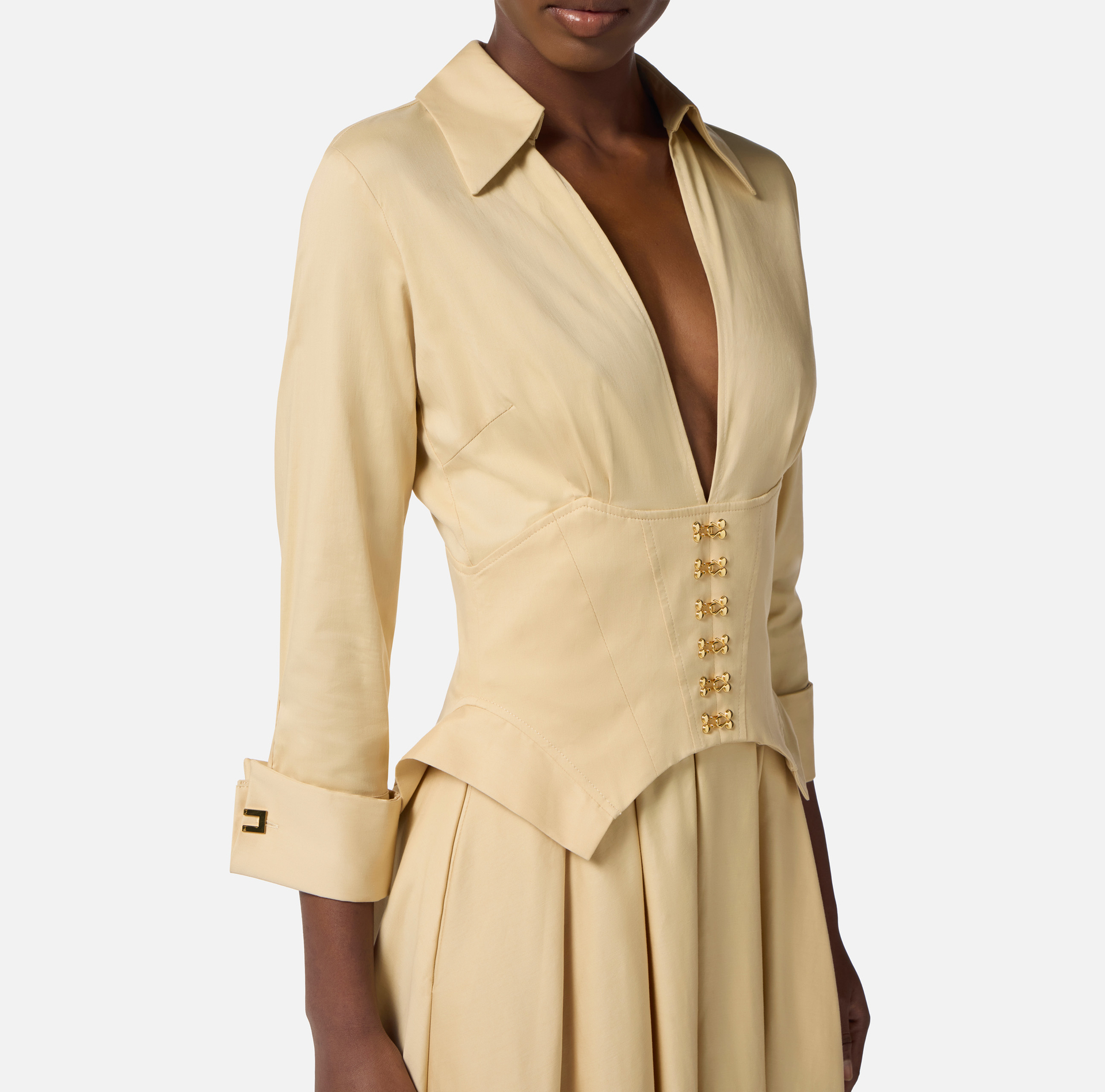 Robe en coton stretch avec agrafes bijoux - Elisabetta Franchi