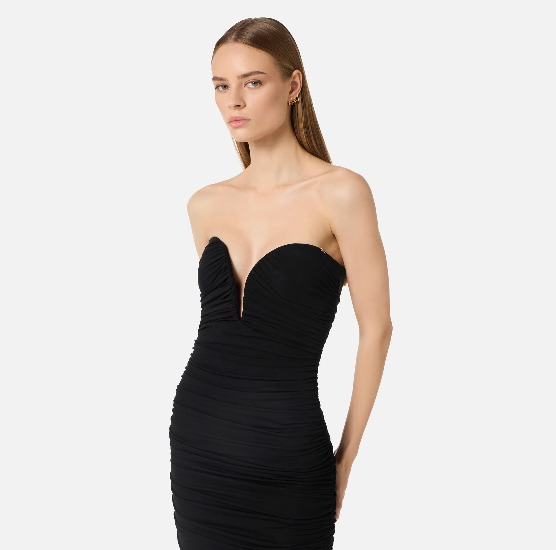 Sukienka mini z dżerseju z krepy - Elisabetta Franchi