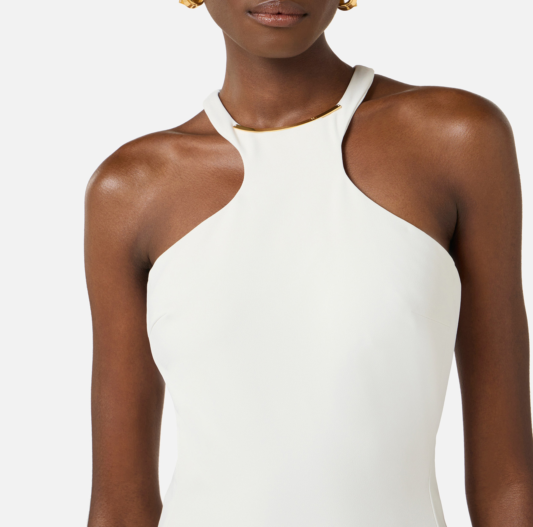 Sukienka z lekkiej krepy z biżuteryjnym elementem - Elisabetta Franchi