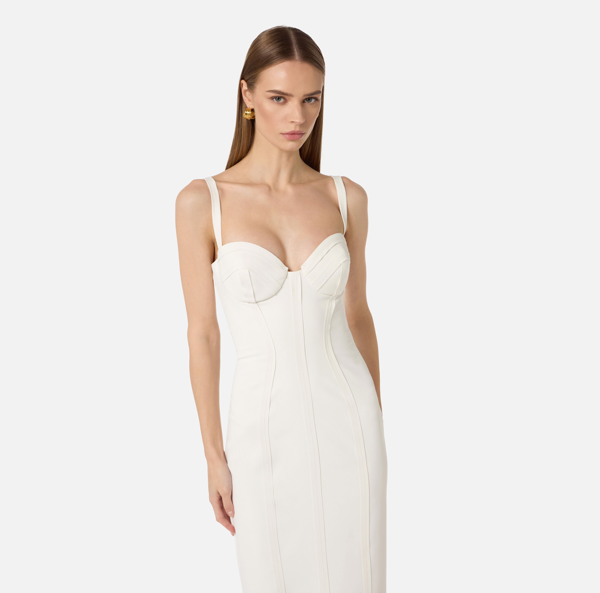 Robe en crêpe léger avec tissu à bords francs - Elisabetta Franchi