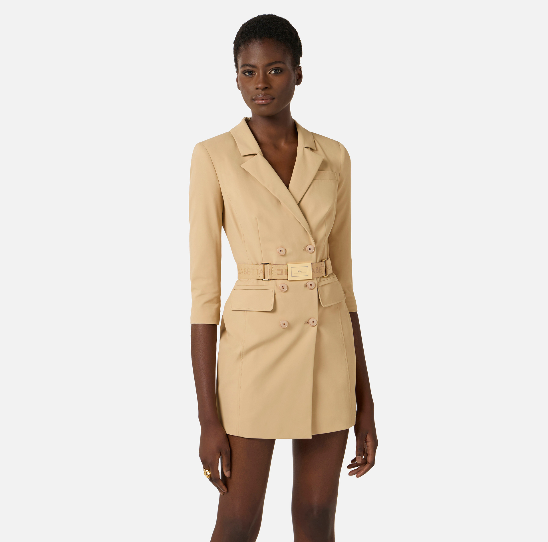 Sukienka z bi-elastycznej tkaniny technicznej z paskiem - Elisabetta Franchi