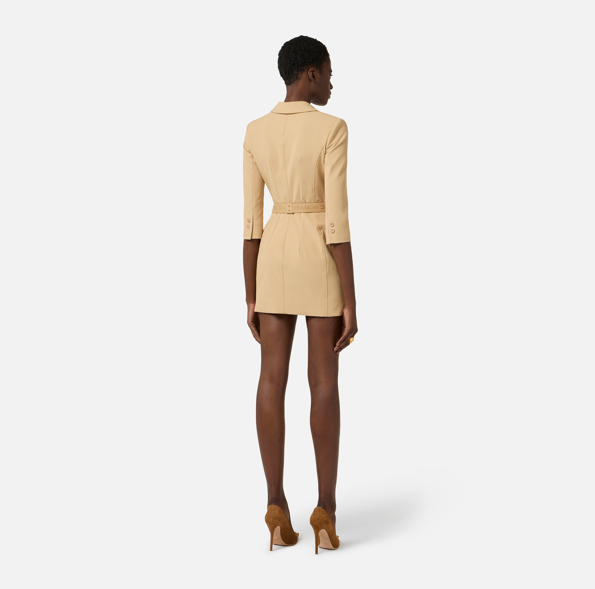 Sukienka z bi-elastycznej tkaniny technicznej z paskiem - Elisabetta Franchi