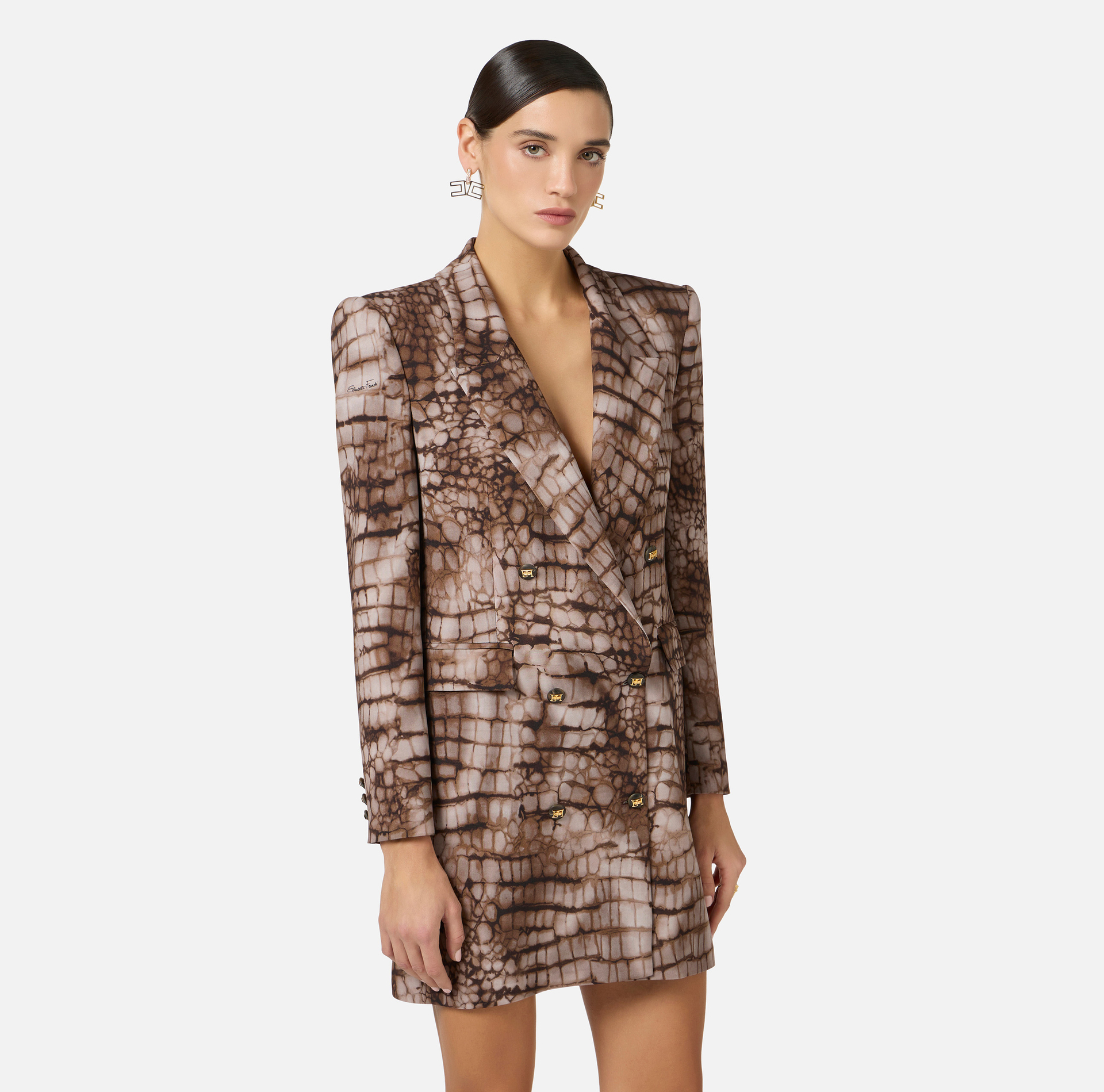 Dress in lightweight jersey fabric with alligator print - Elisabetta Franchi