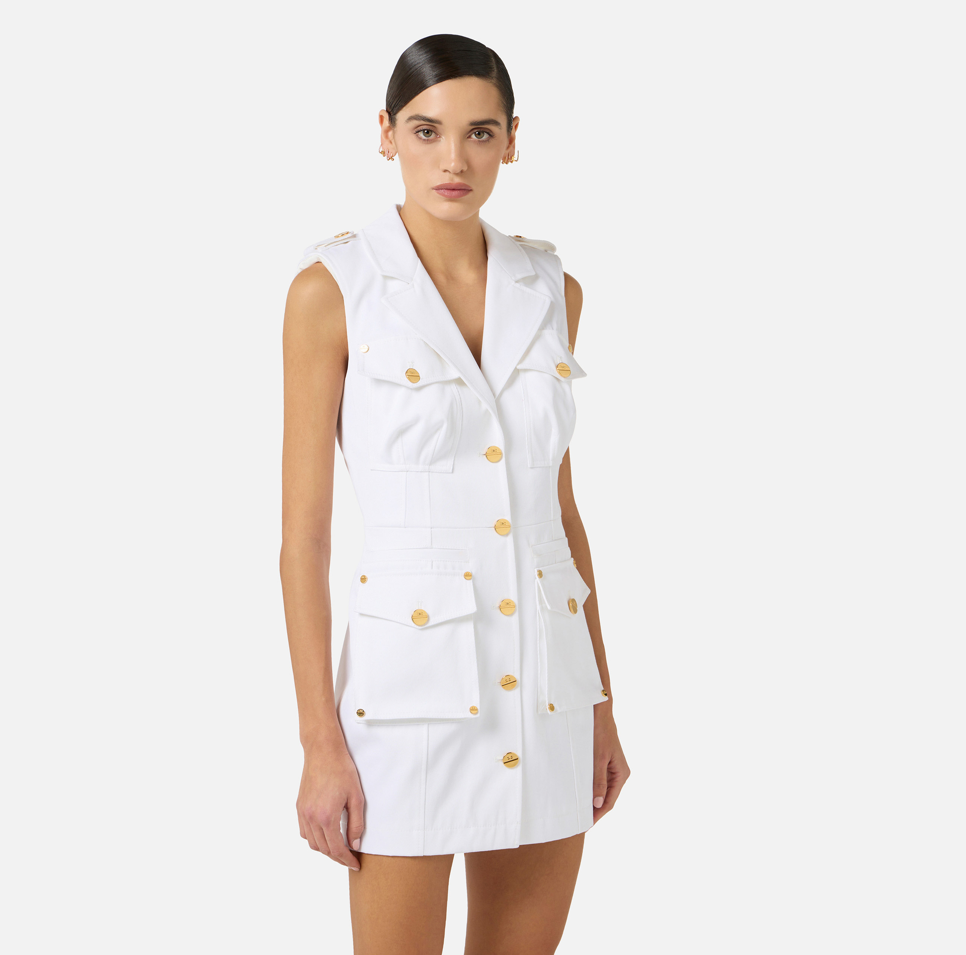 Robe en gabardine de coton avec grandes poches - Elisabetta Franchi