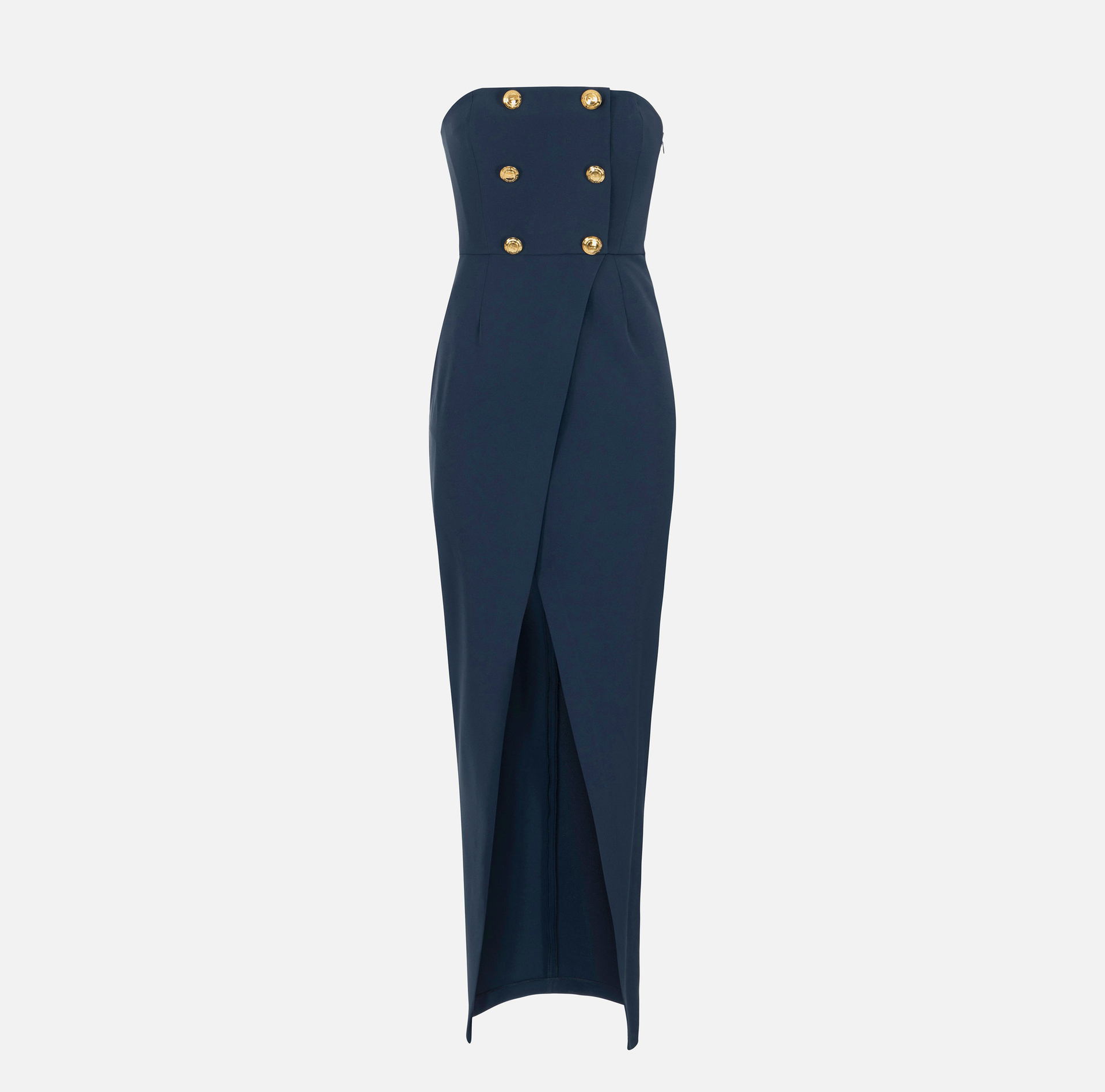 Red Carpet-Kleid aus leichtem Crêpe mit Knöpfen - Elisabetta Franchi