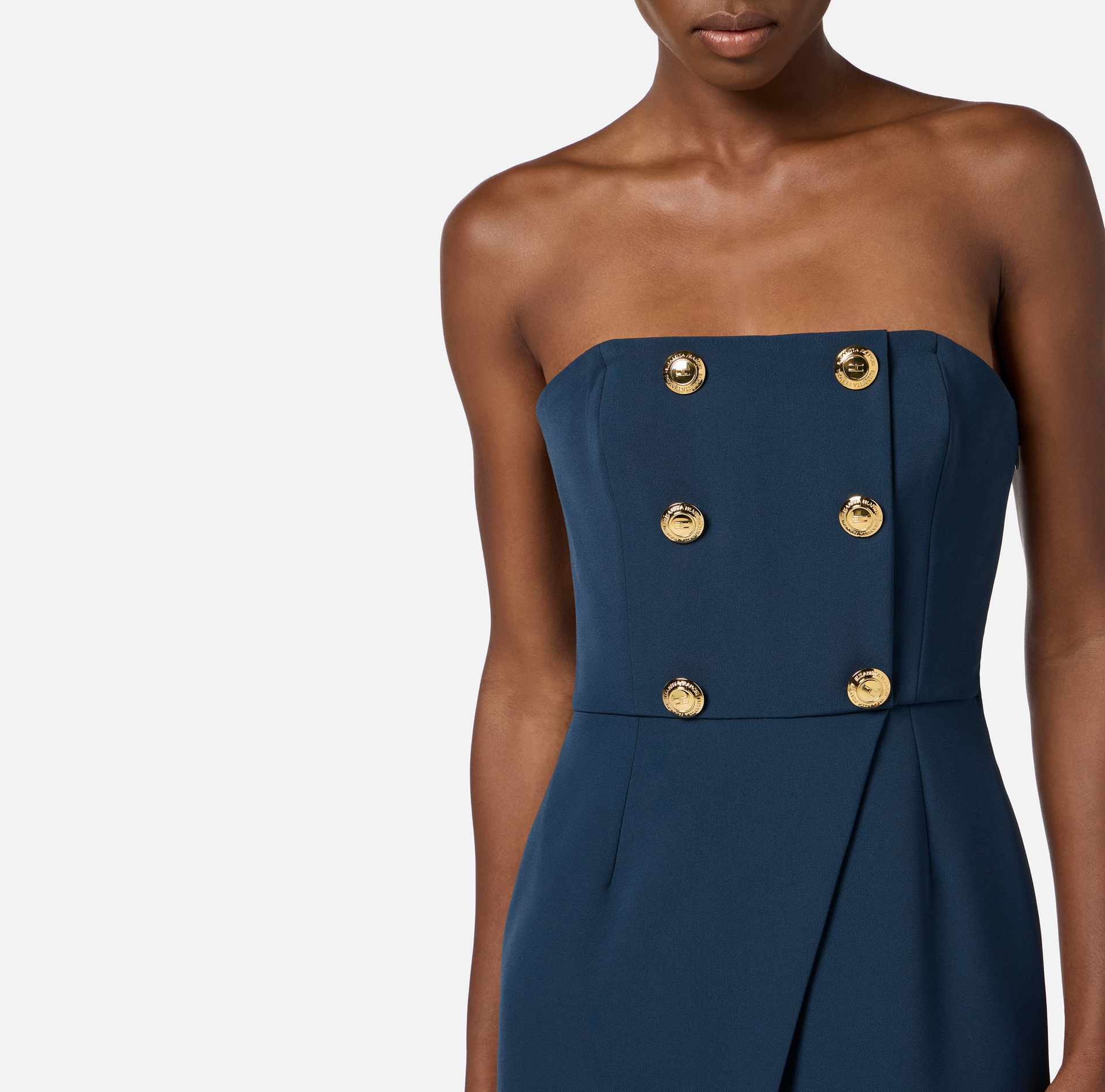 Red Carpet-Kleid aus leichtem Crêpe mit Knöpfen - Elisabetta Franchi
