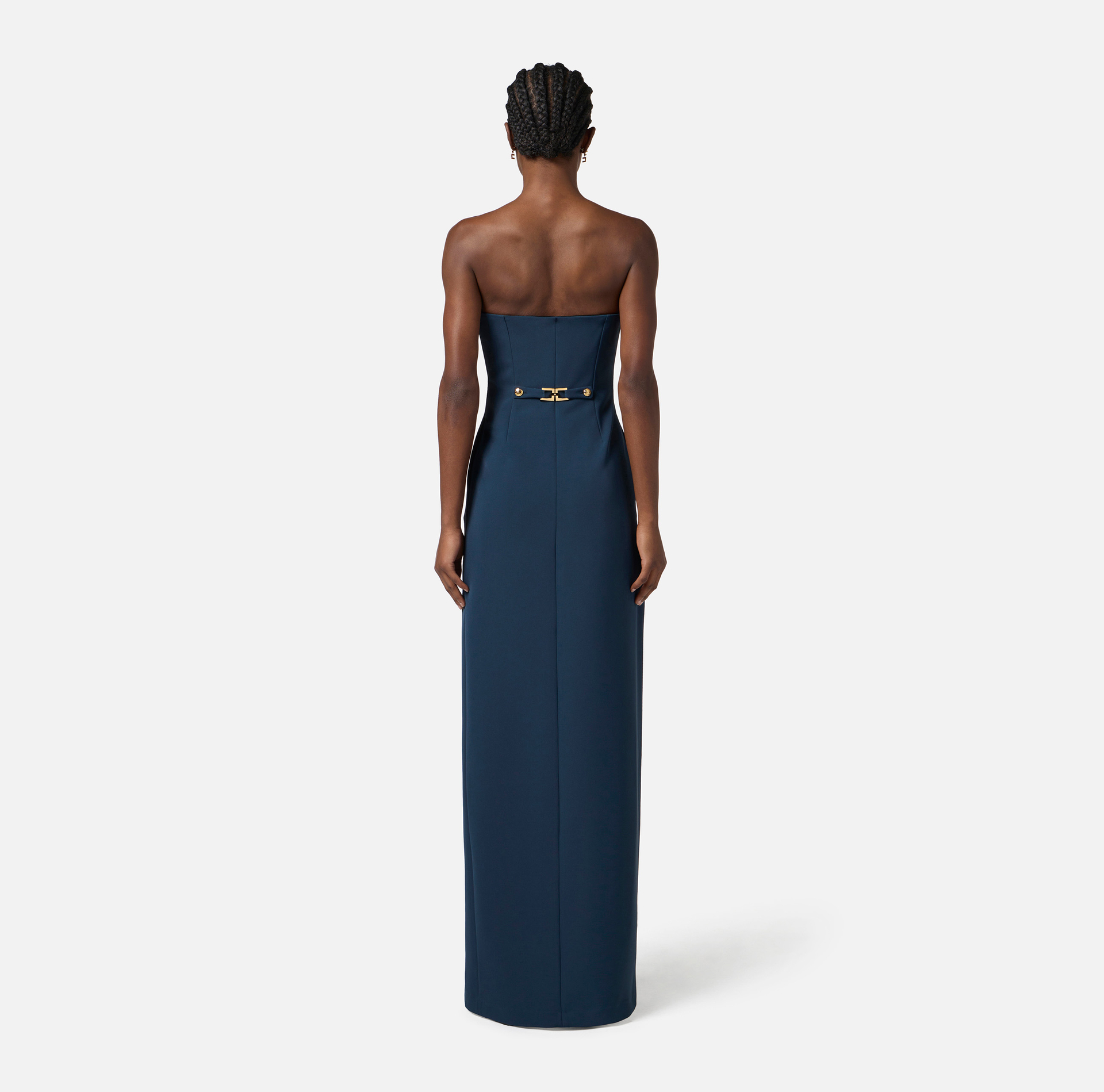 Red Carpet-Kleid aus leichtem Crêpe mit Knöpfen - Elisabetta Franchi