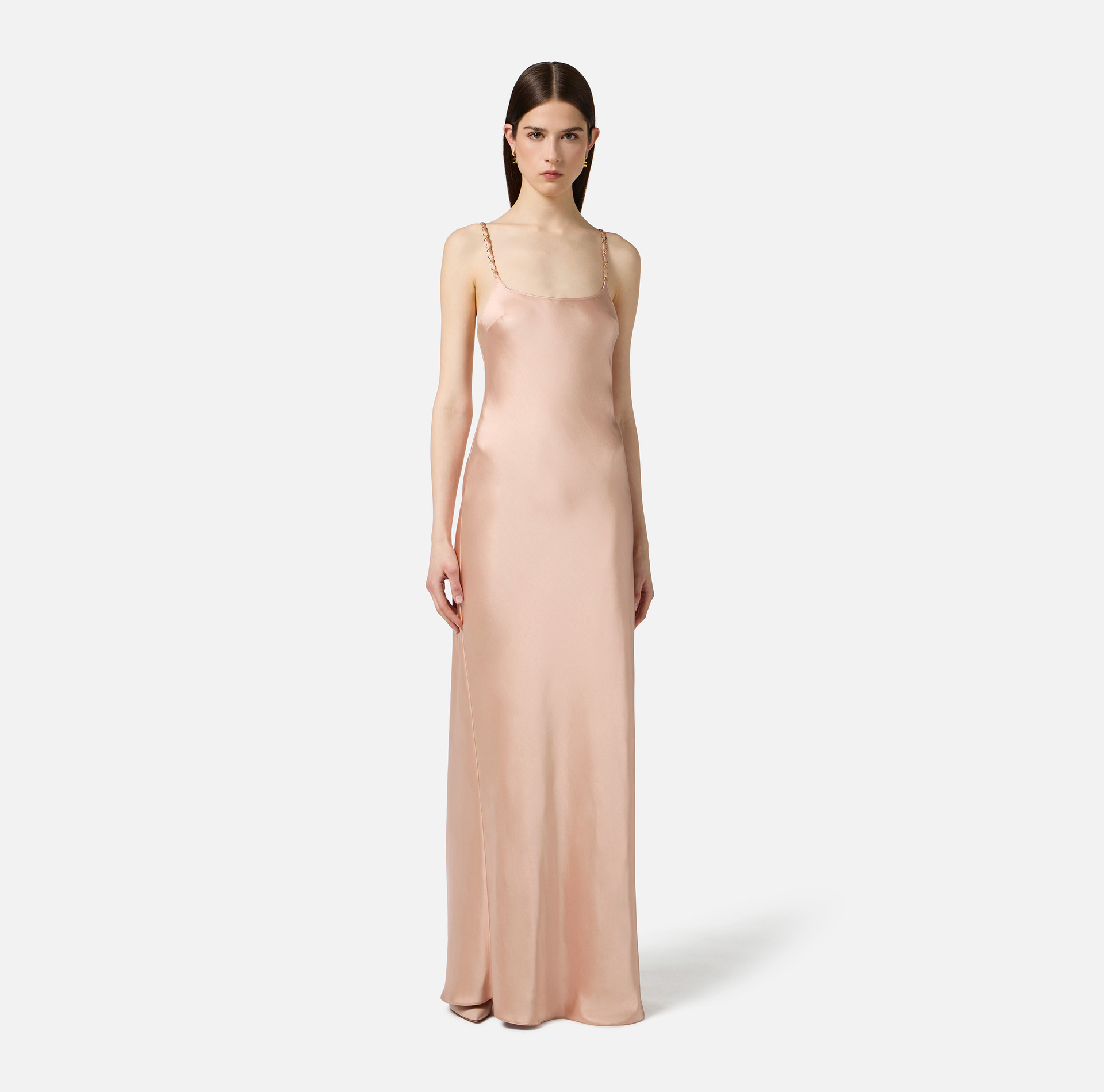 Robe Red Carpet en satin avec détails bijoux - Elisabetta Franchi