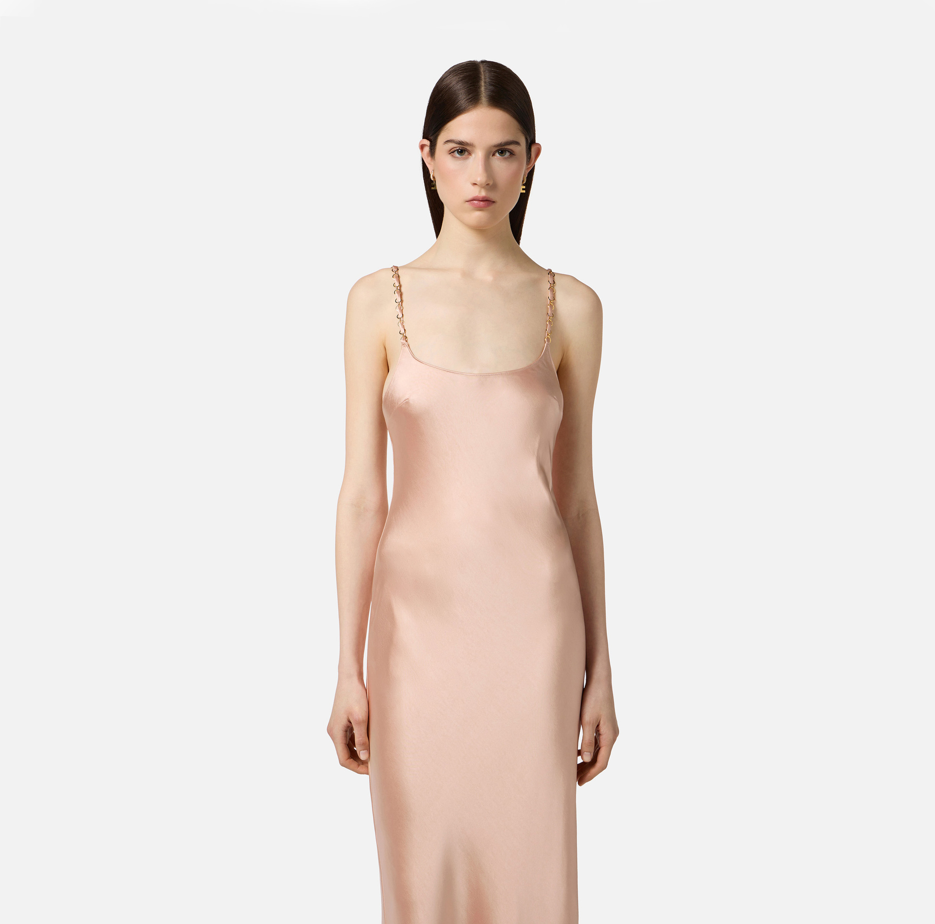 Robe Red Carpet en satin avec détails bijoux - Elisabetta Franchi