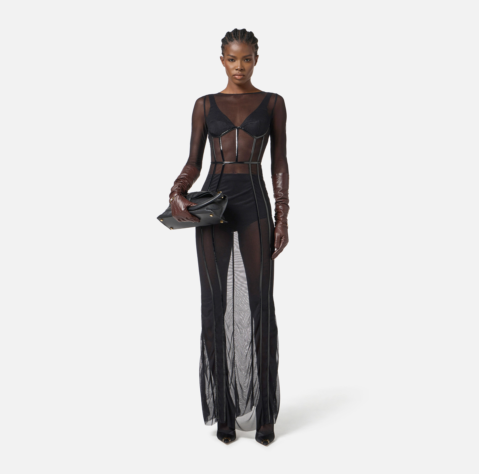 Red Carpet dress in stretch tulle fabric - Elisabetta Franchi