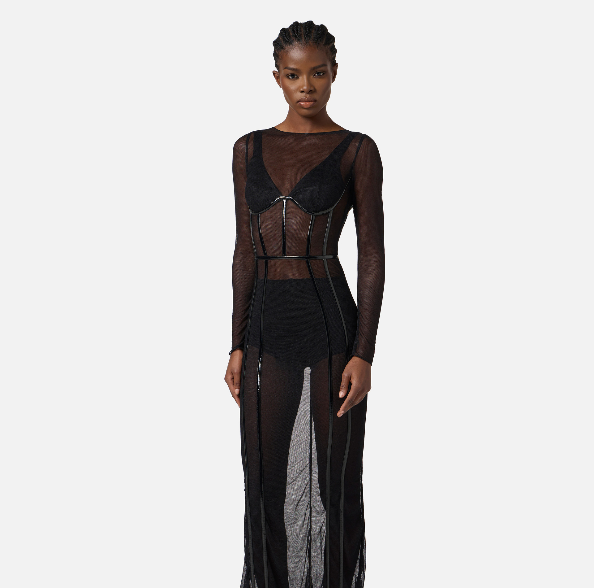 Red Carpet dress in stretch tulle fabric - Elisabetta Franchi