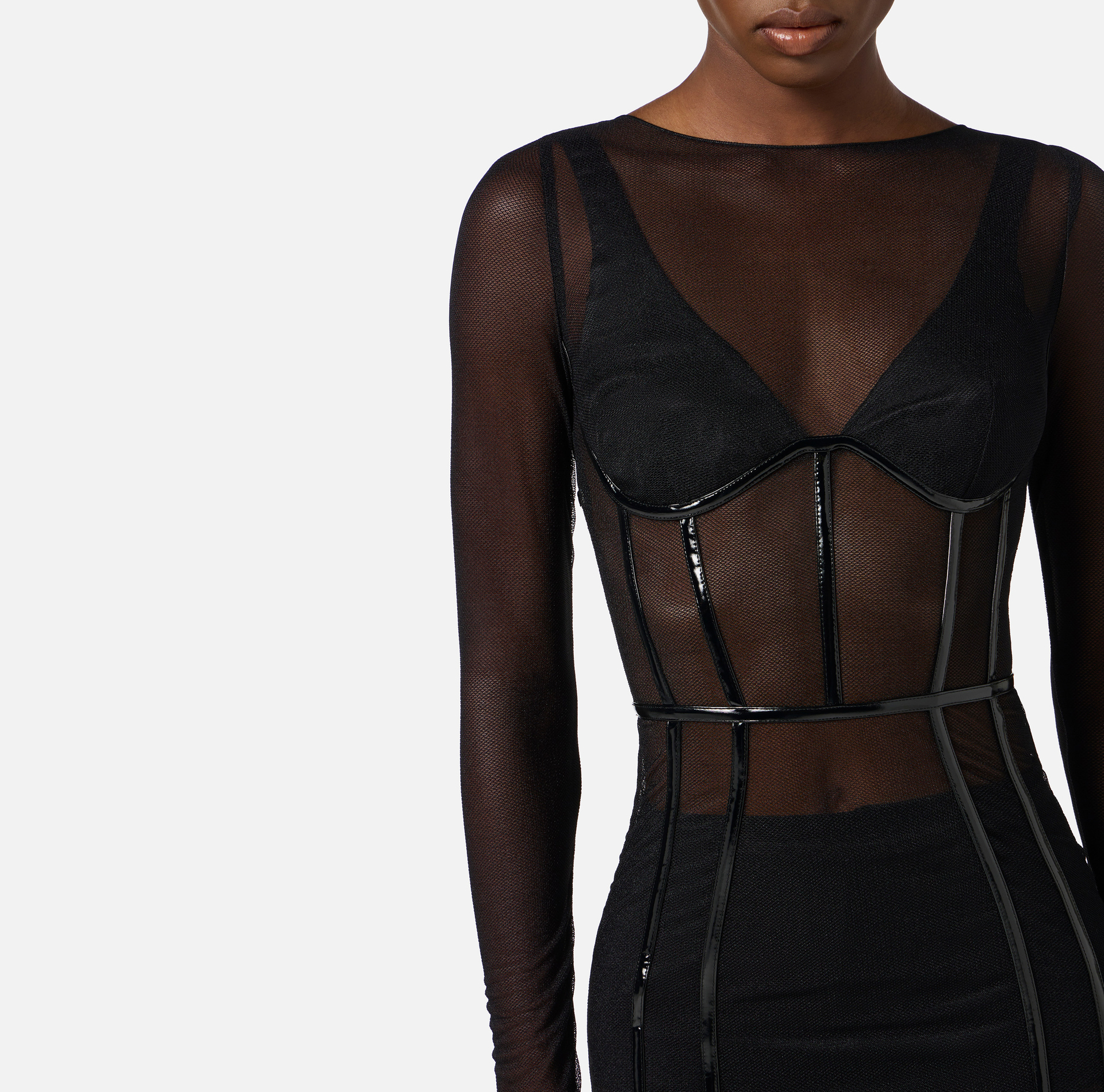 Red Carpet dress in stretch tulle fabric - Elisabetta Franchi