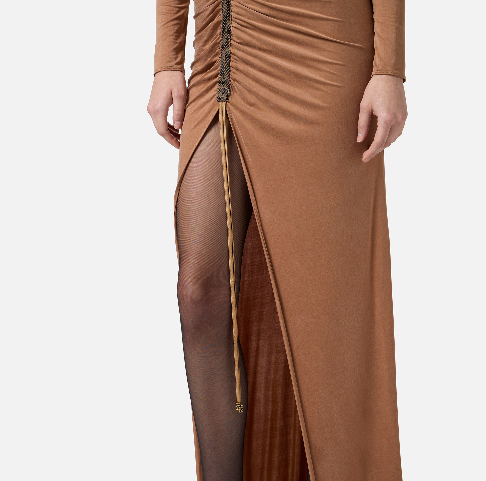 Vestido Red Carpet de punto cupro con detalles pitón - Elisabetta Franchi