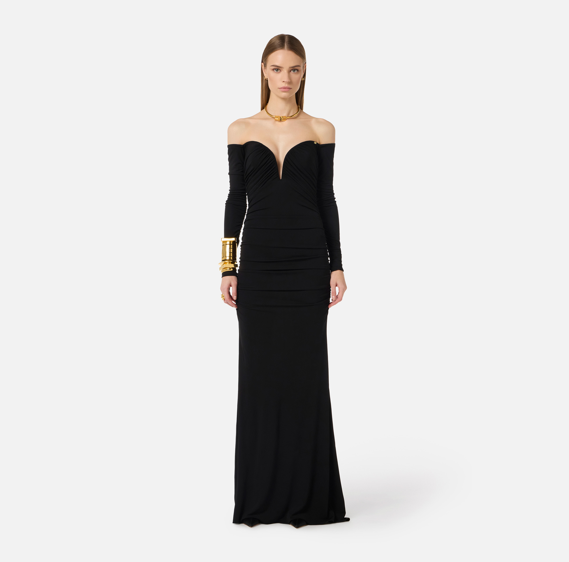 Robe Red Carpet en jersey crêpe avec drapés - Elisabetta Franchi