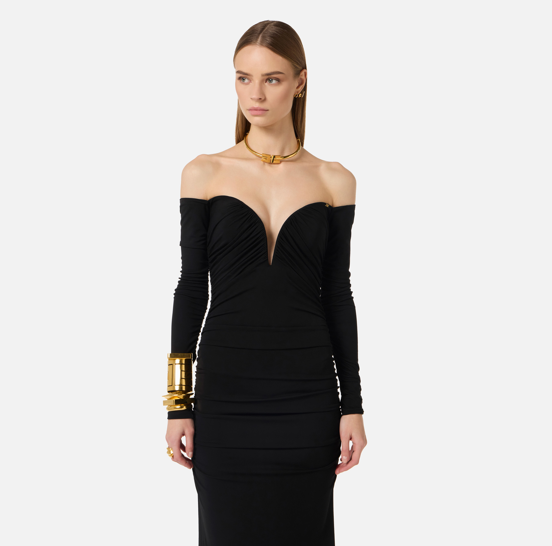 Robe Red Carpet en jersey crêpe avec drapés - Elisabetta Franchi