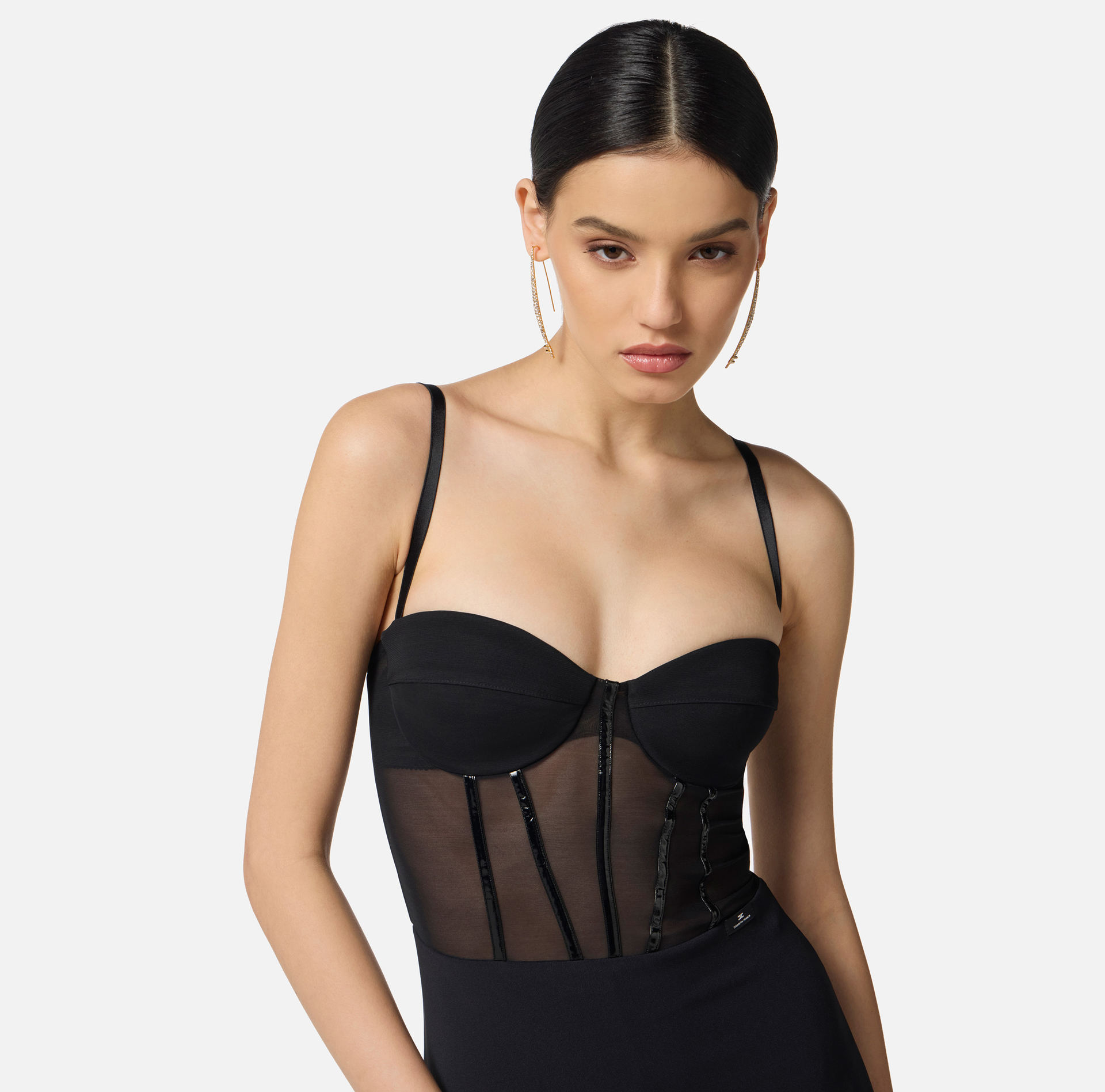 Red Carpet dress in lightweight crêpe and tulle fabrics - Elisabetta Franchi