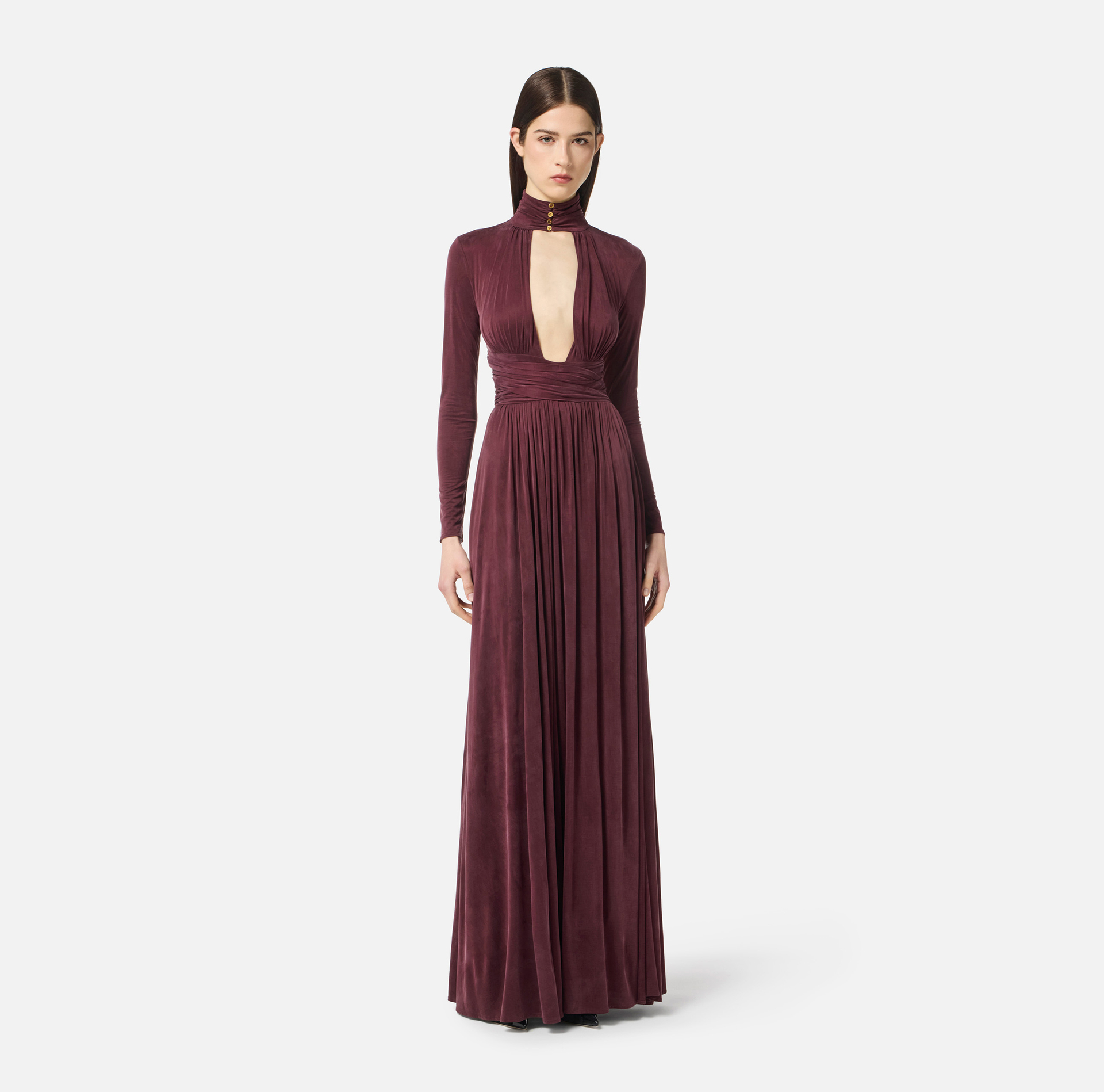 Vestido Red Carpet de punto cupro con drapeados - Elisabetta Franchi