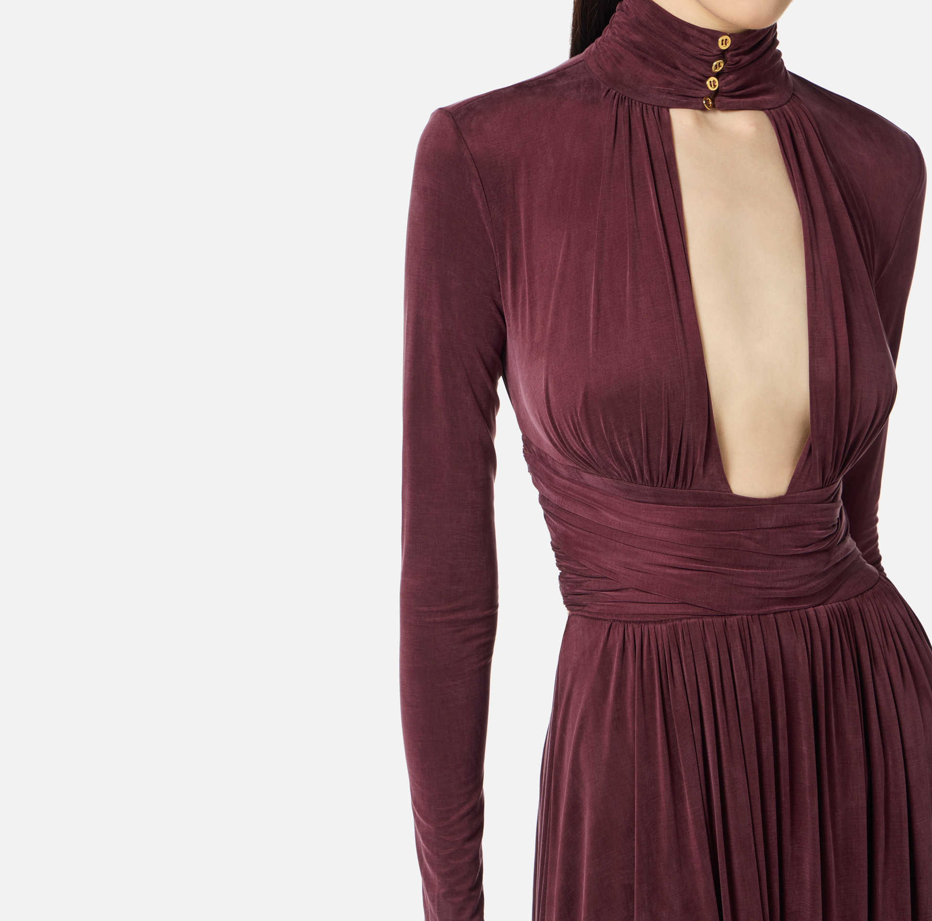 Vestido Red Carpet de punto cupro con drapeados - Elisabetta Franchi