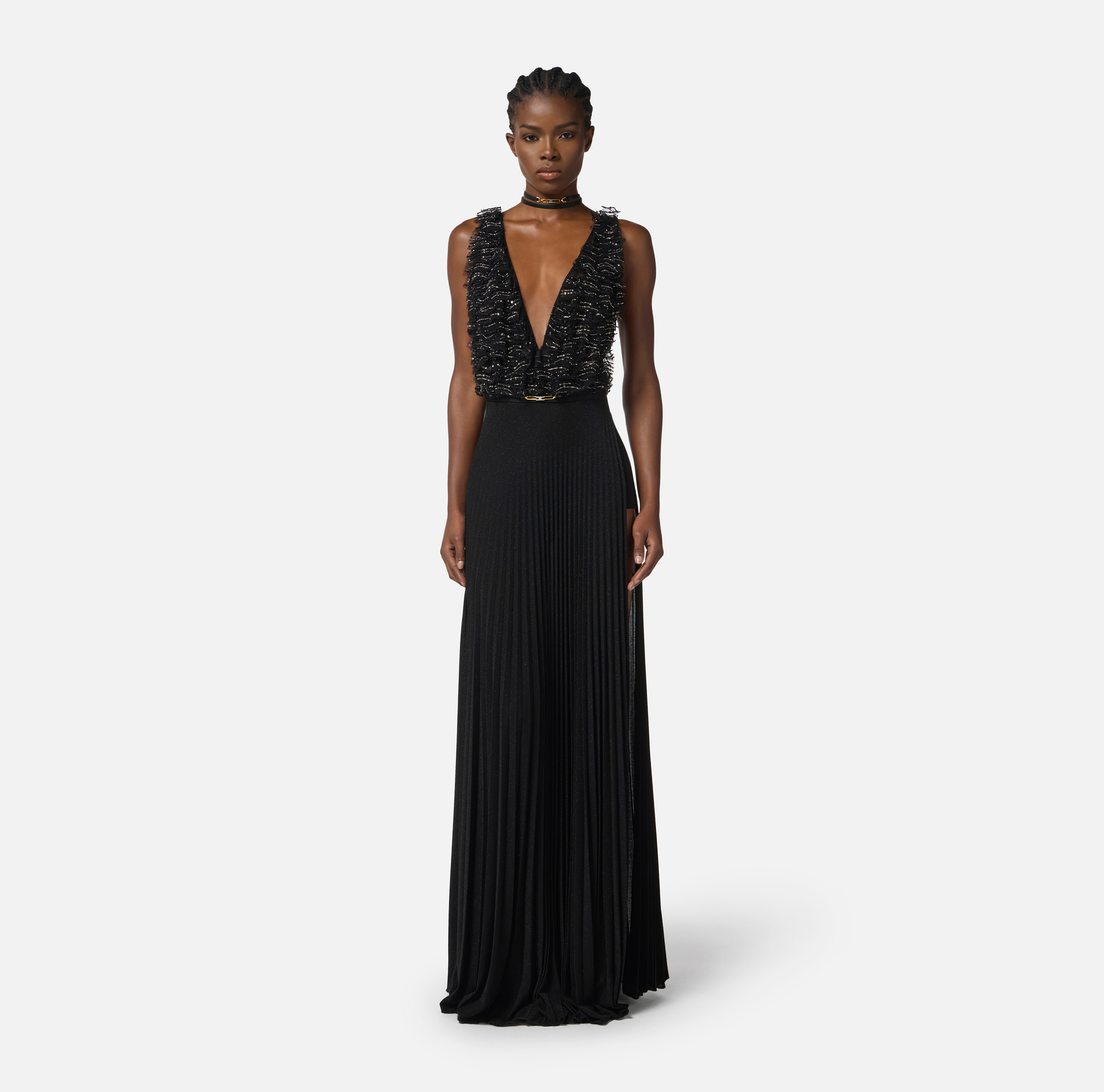 Abito Red Carpet in tulle e jersey con cristalli - Elisabetta Franchi