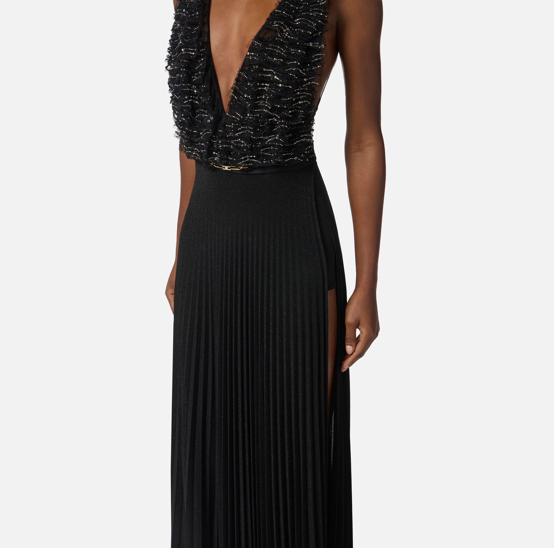 Abito Red Carpet in tulle e jersey con cristalli - Elisabetta Franchi