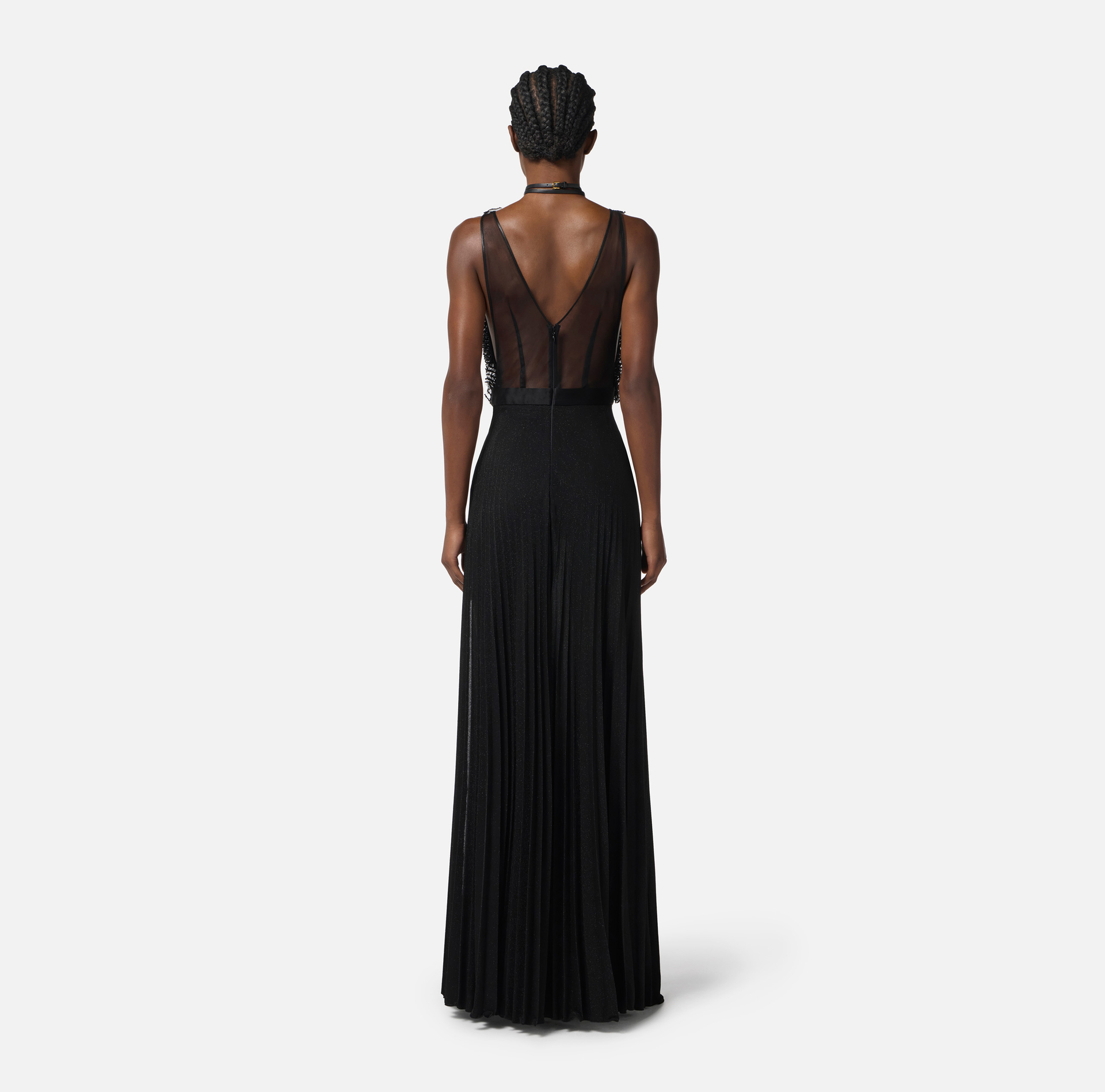 Abito Red Carpet in tulle e jersey con cristalli - Elisabetta Franchi