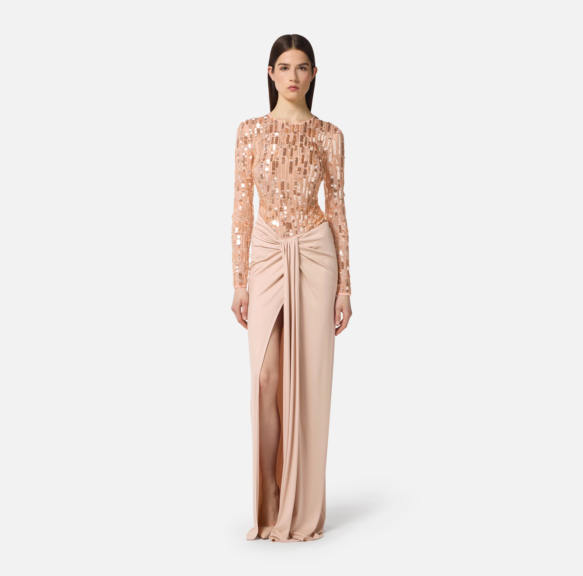 Vestido Red Carpet de tul y punto con lentejuelas - Elisabetta Franchi