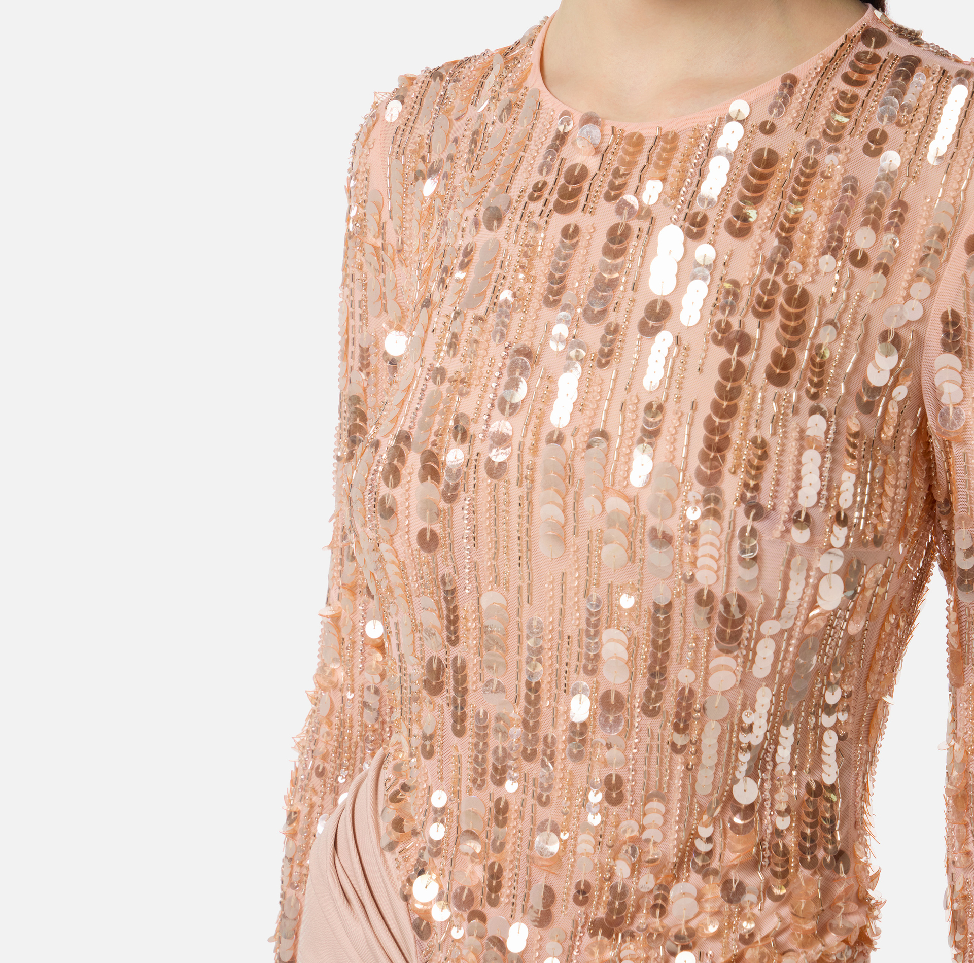 Vestido Red Carpet de tul y punto con lentejuelas - Elisabetta Franchi