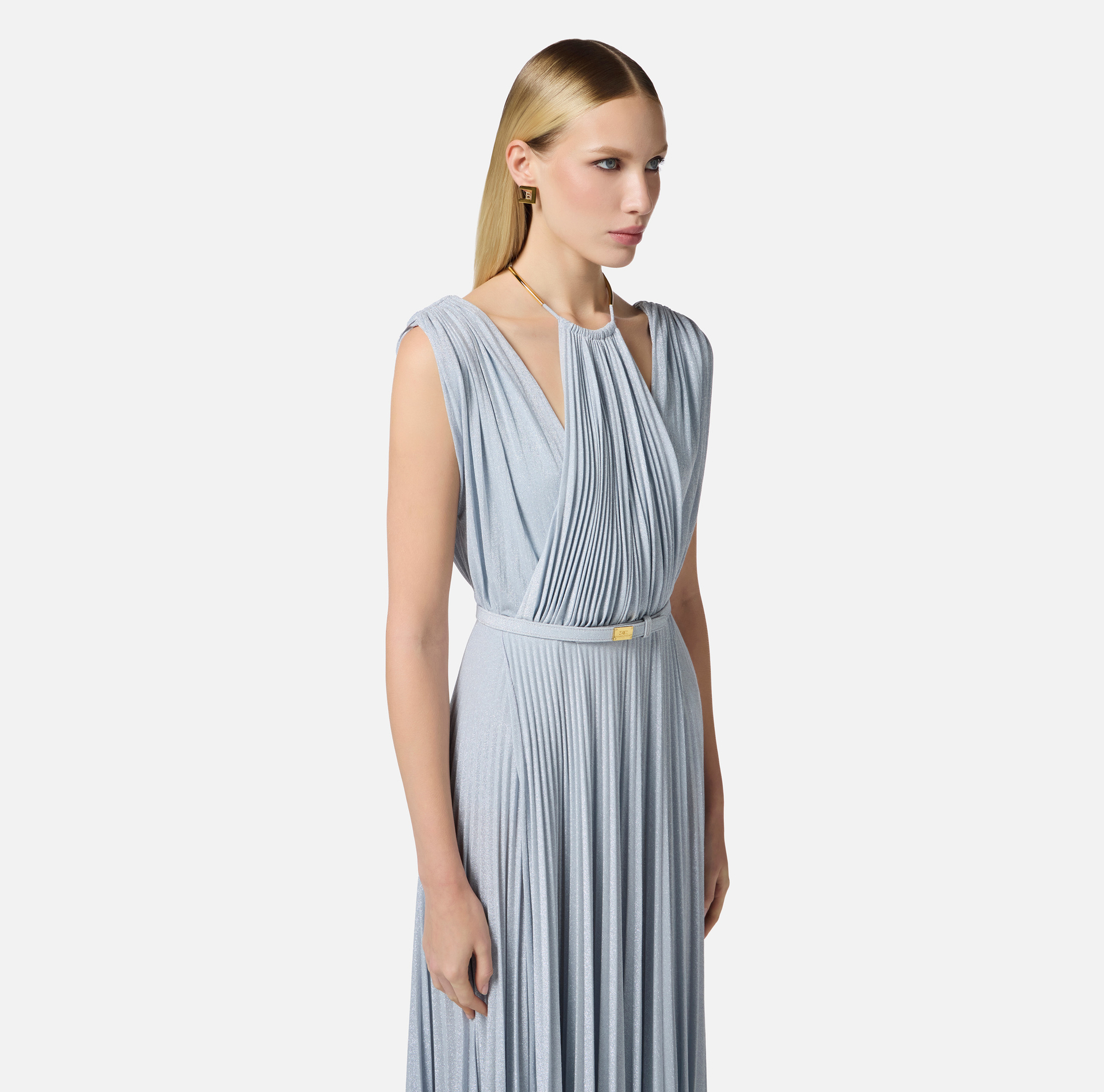 Abito Red Carpet in jersey lurex con cintura - Elisabetta Franchi