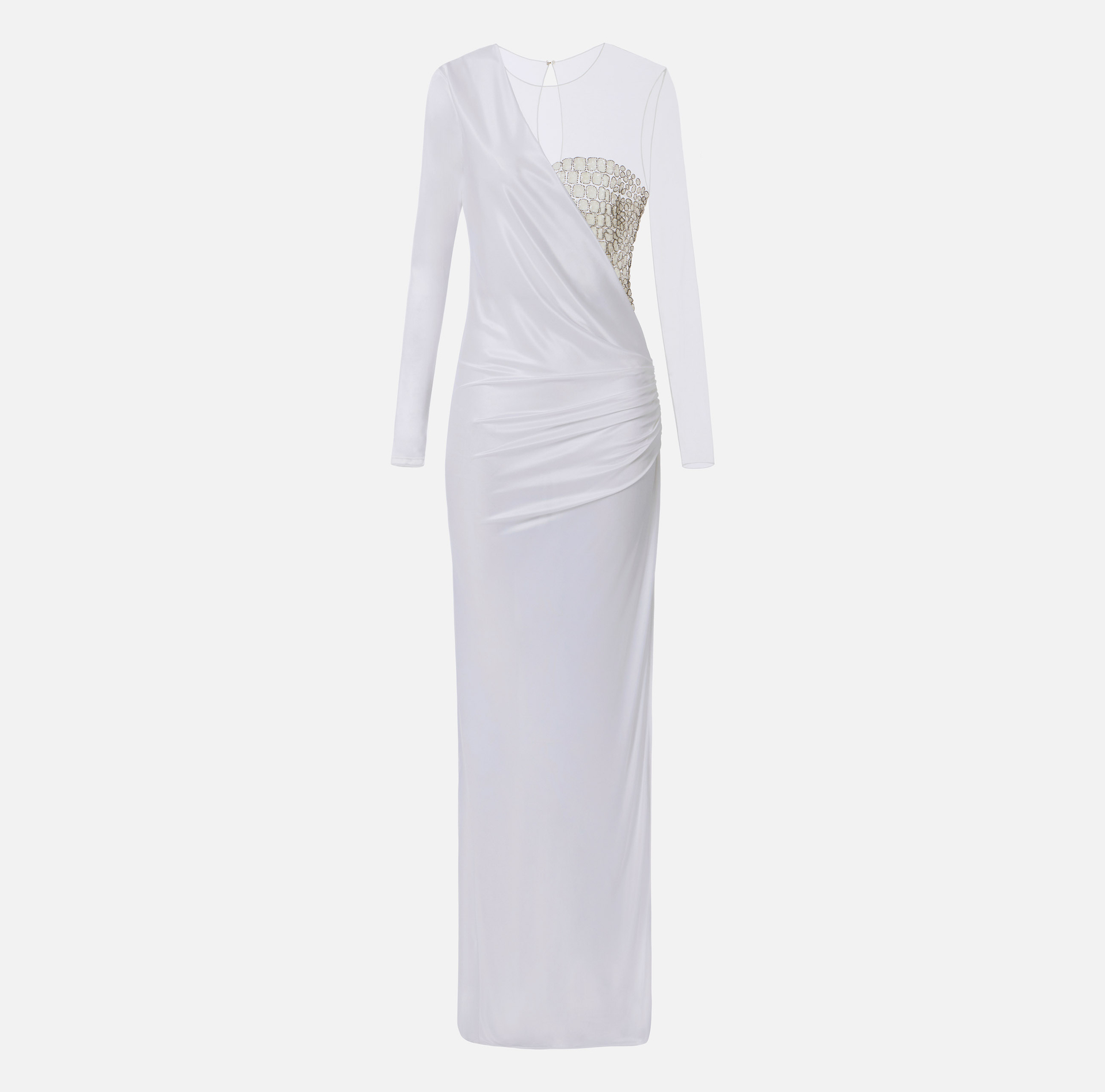 Red Carpet-Kleid aus Tüll und Jersey mit Stickereien mit Kokosnuss-Effekt - Elisabetta Franchi