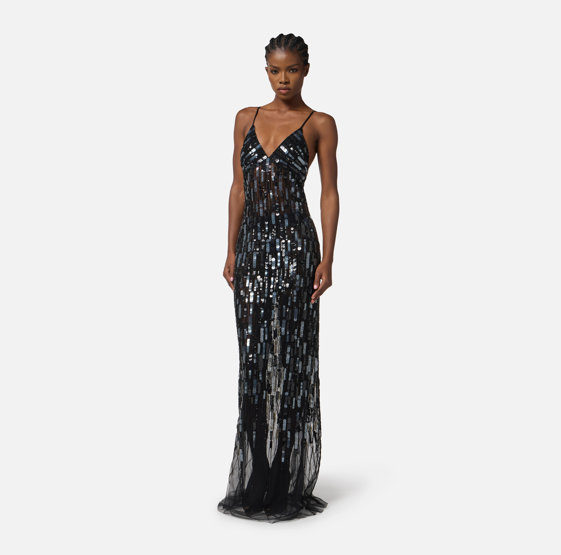Vestido Red Carpet de tul con lentejuelas - Elisabetta Franchi