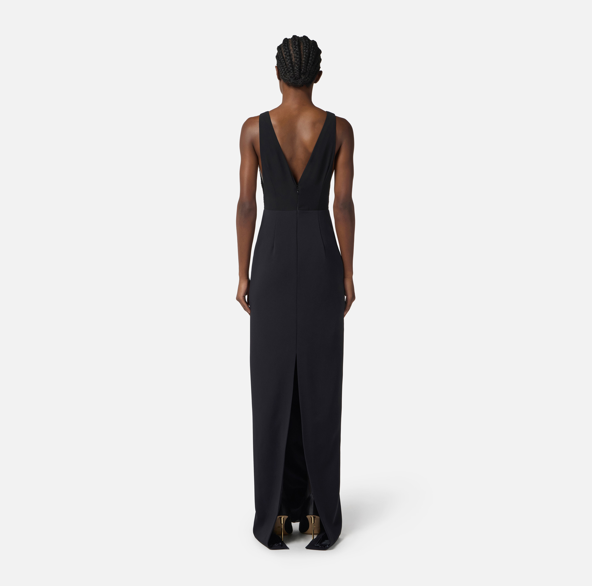 Red Carpet dress in georgette and crêpe fabrics with crystals - Elisabetta Franchi