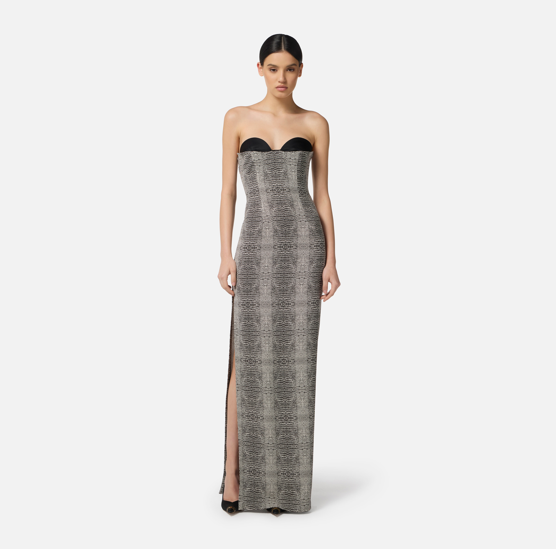 Vestido Red Carpet de crepé con estampado pitón - Elisabetta Franchi