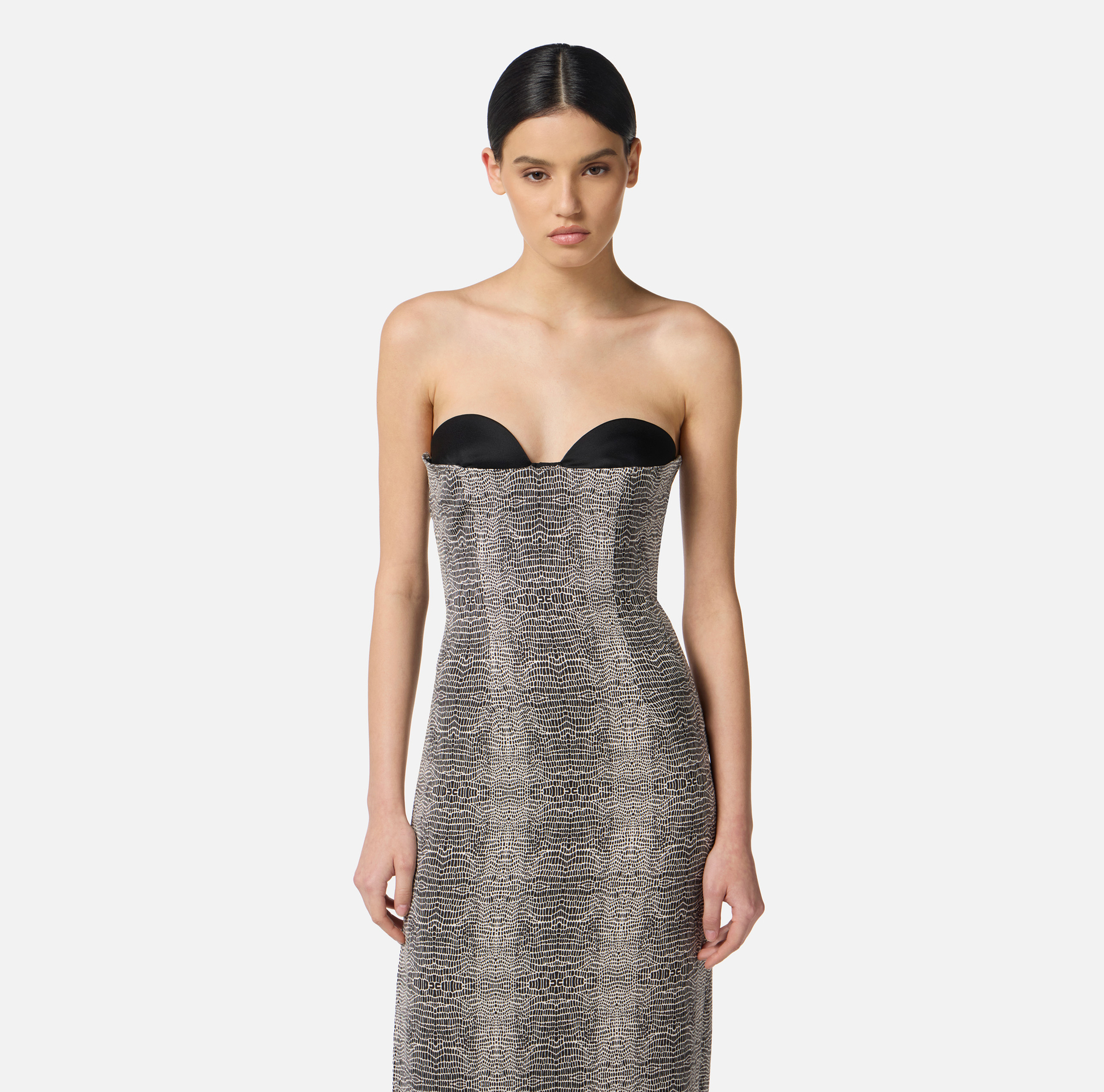 Vestido Red Carpet de crepé con estampado pitón - Elisabetta Franchi