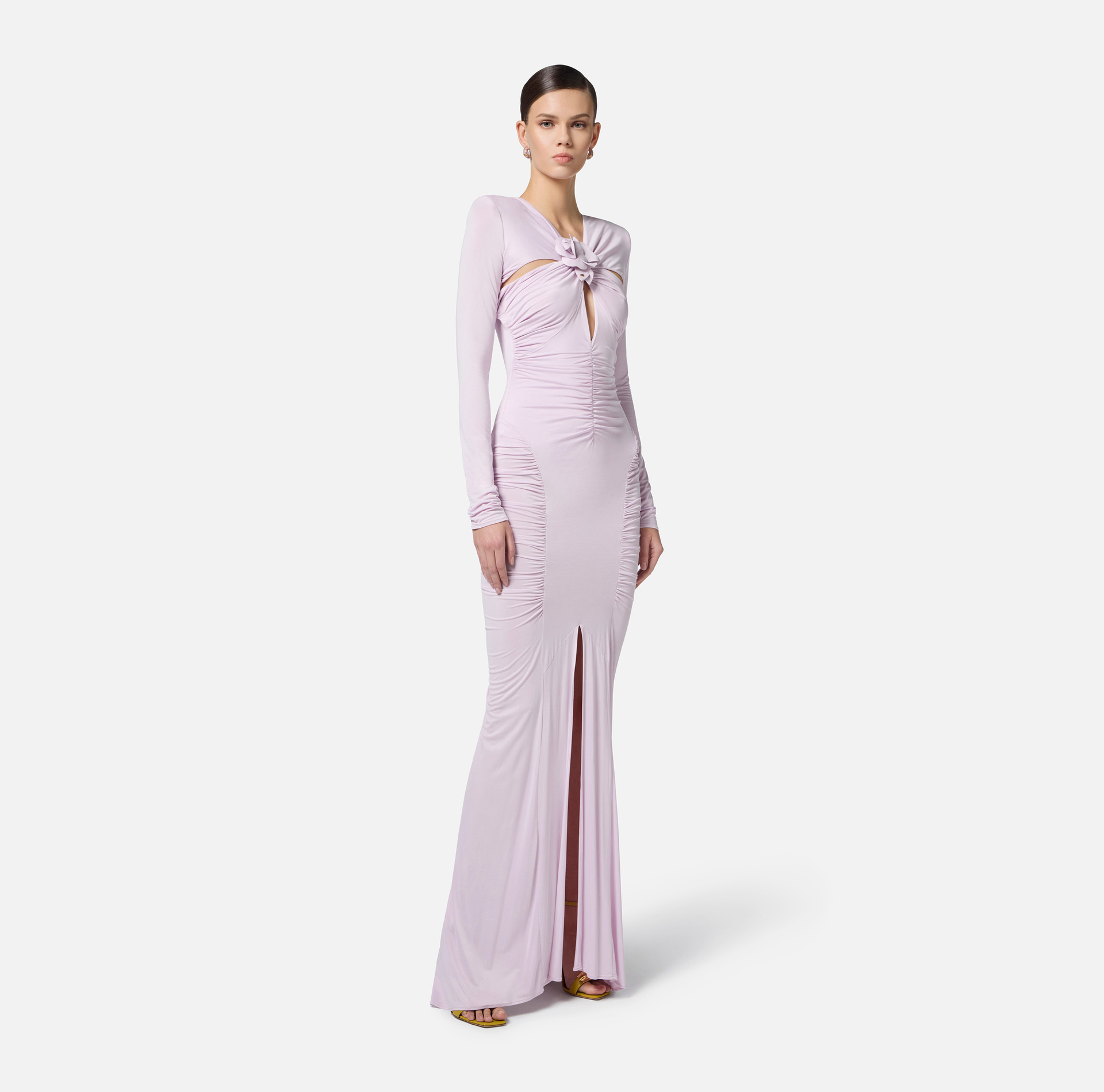 Robe Red Carpet en jersey cupro avec découpe et traîne - Elisabetta Franchi