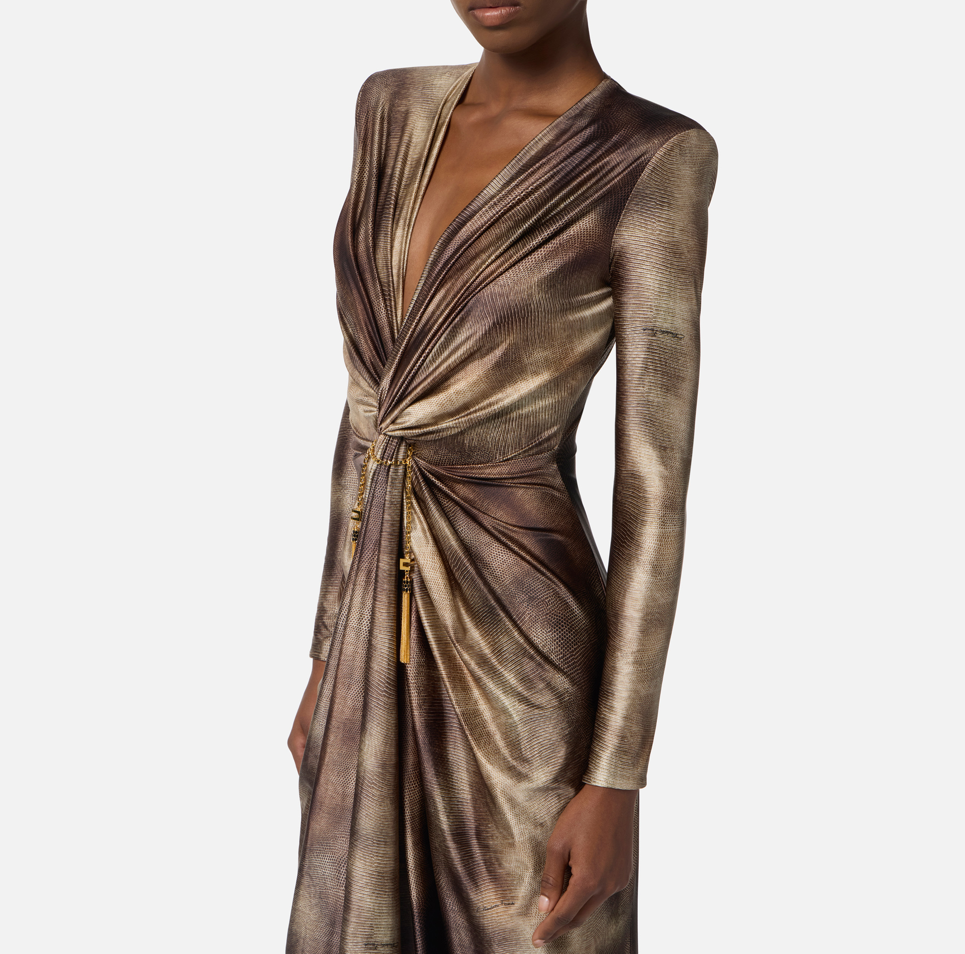 Red Carpet dress in Lycra fabric with python print - Elisabetta Franchi