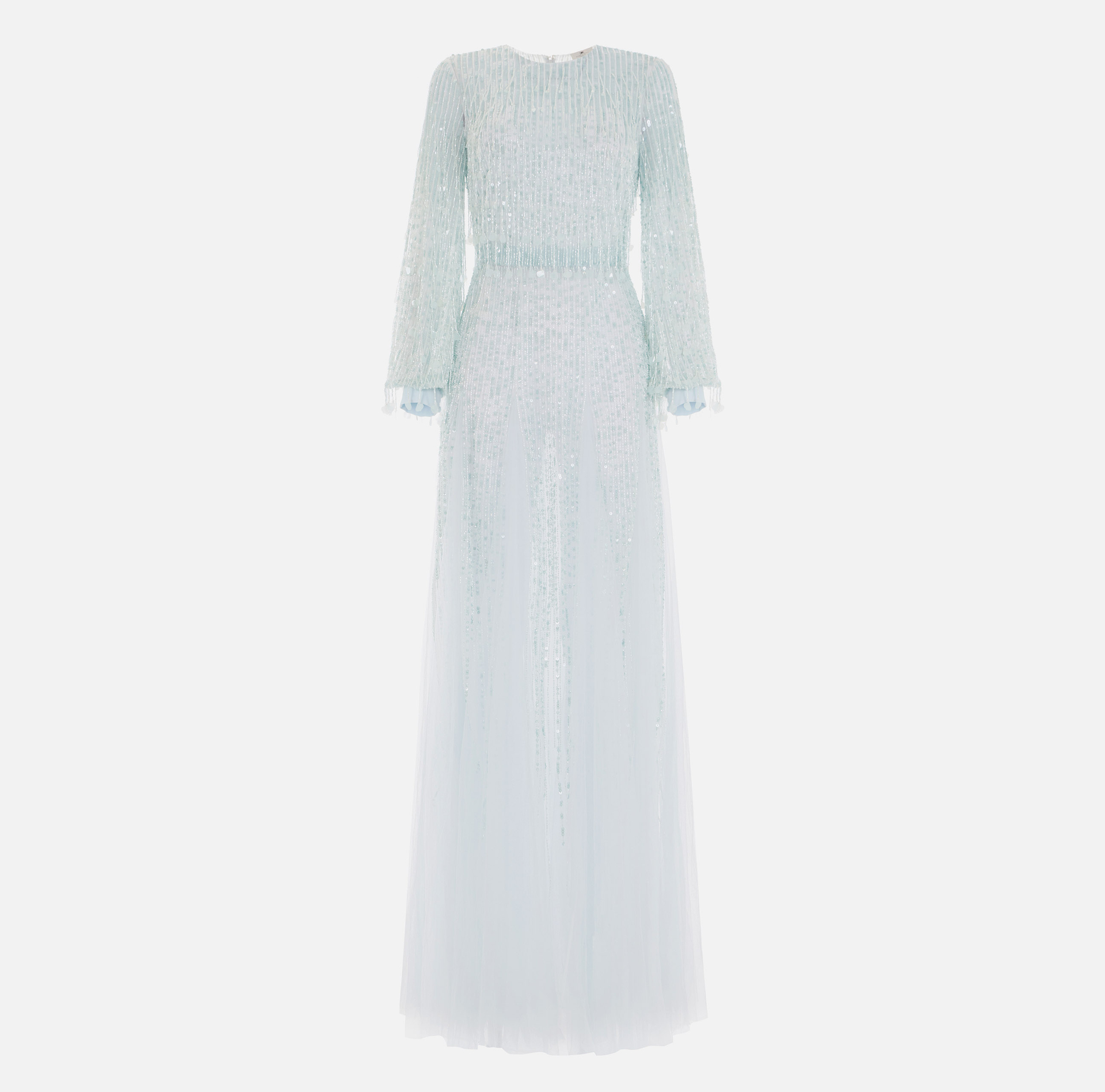 Abito Red Carpet in georgette con frange di paillettes - Elisabetta Franchi