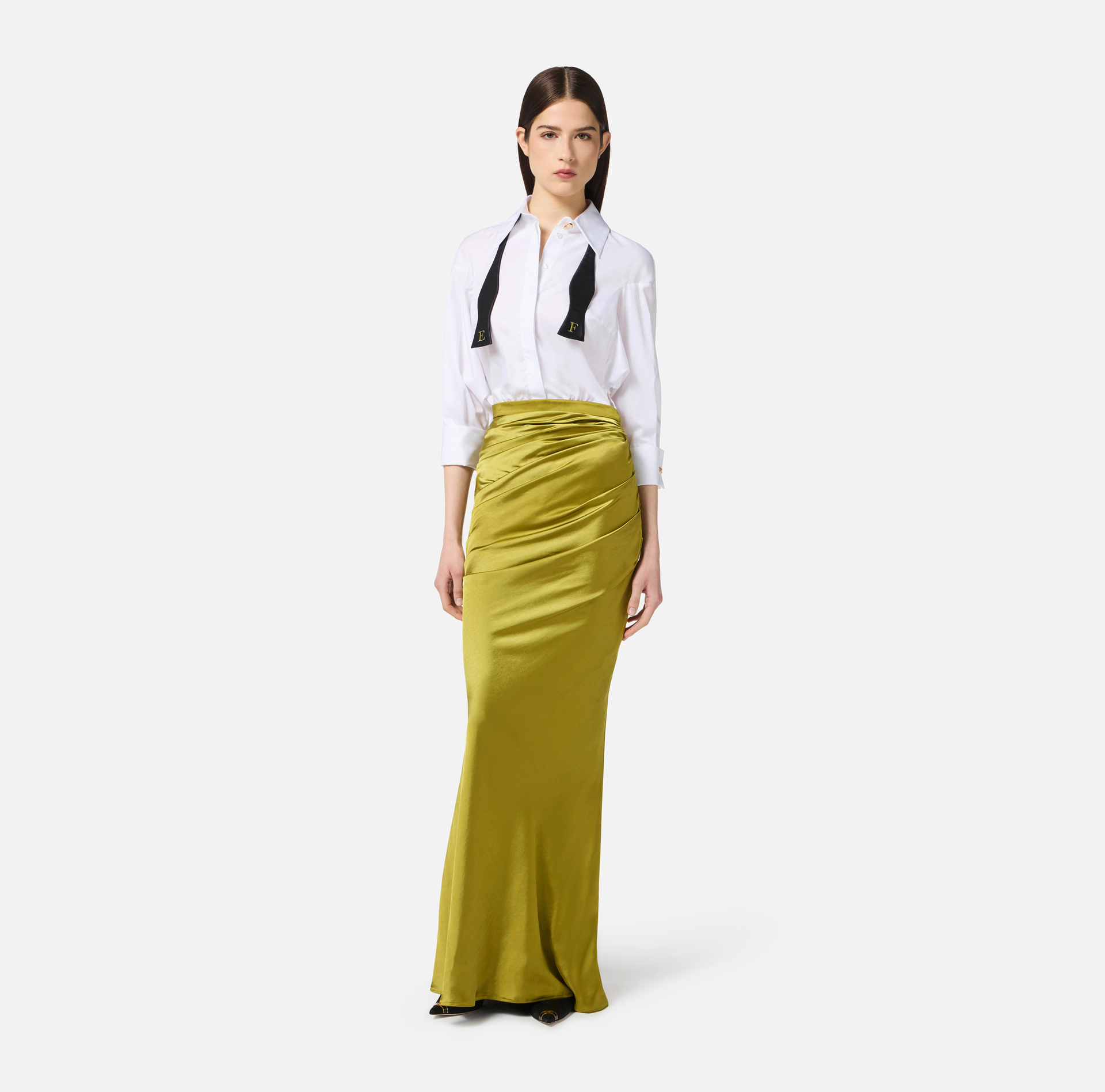 Robe Red Carpet en popeline et satin avec papillon - Elisabetta Franchi
