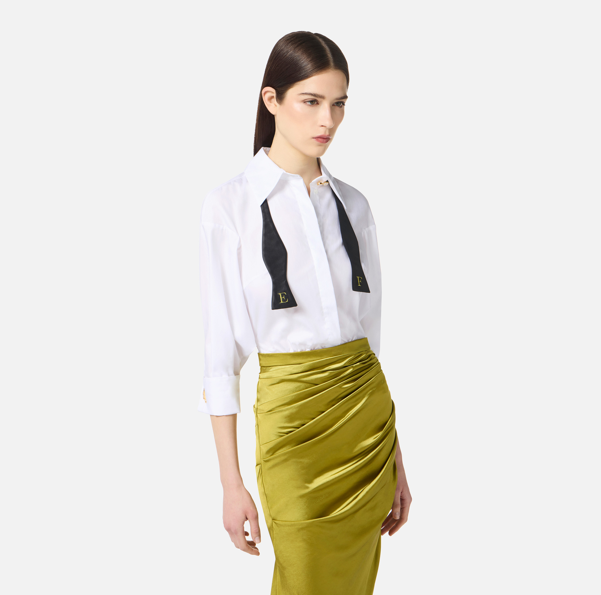 Robe Red Carpet en popeline et satin avec papillon - Elisabetta Franchi